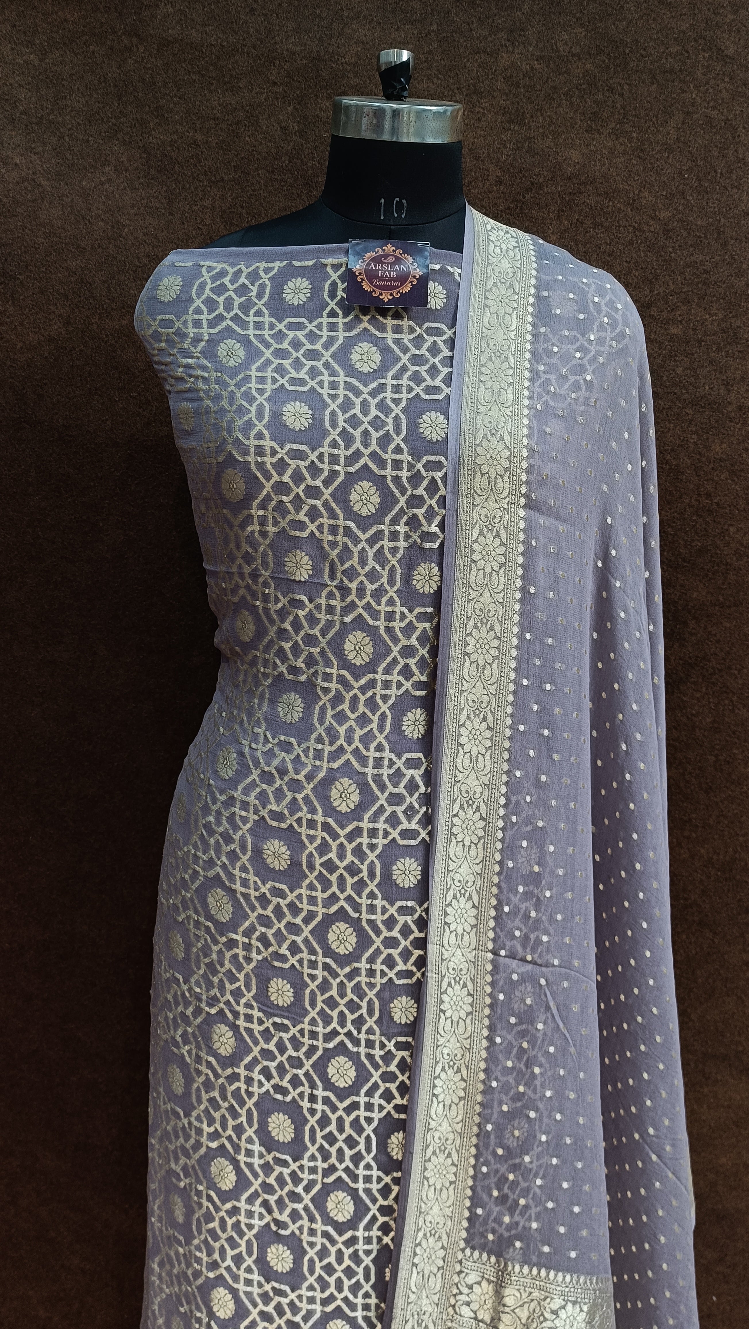 Banarasi Pure Khaddi Georjette Lavender Light Purple Suit