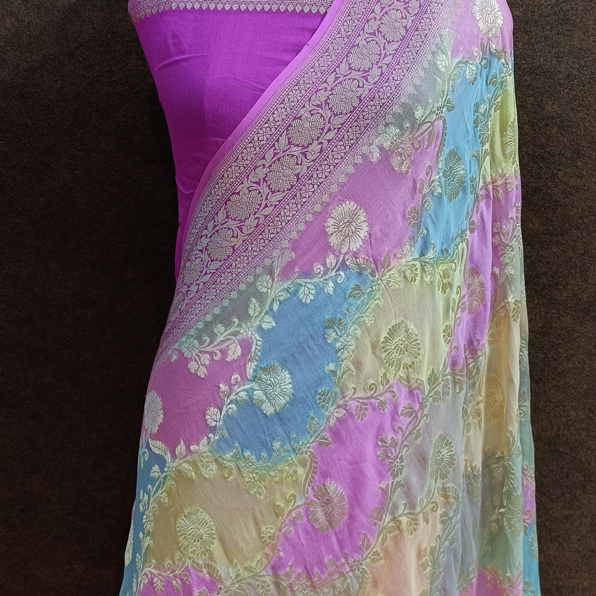 Banarasi Pure Khaddi Georjette Rangkat Saree