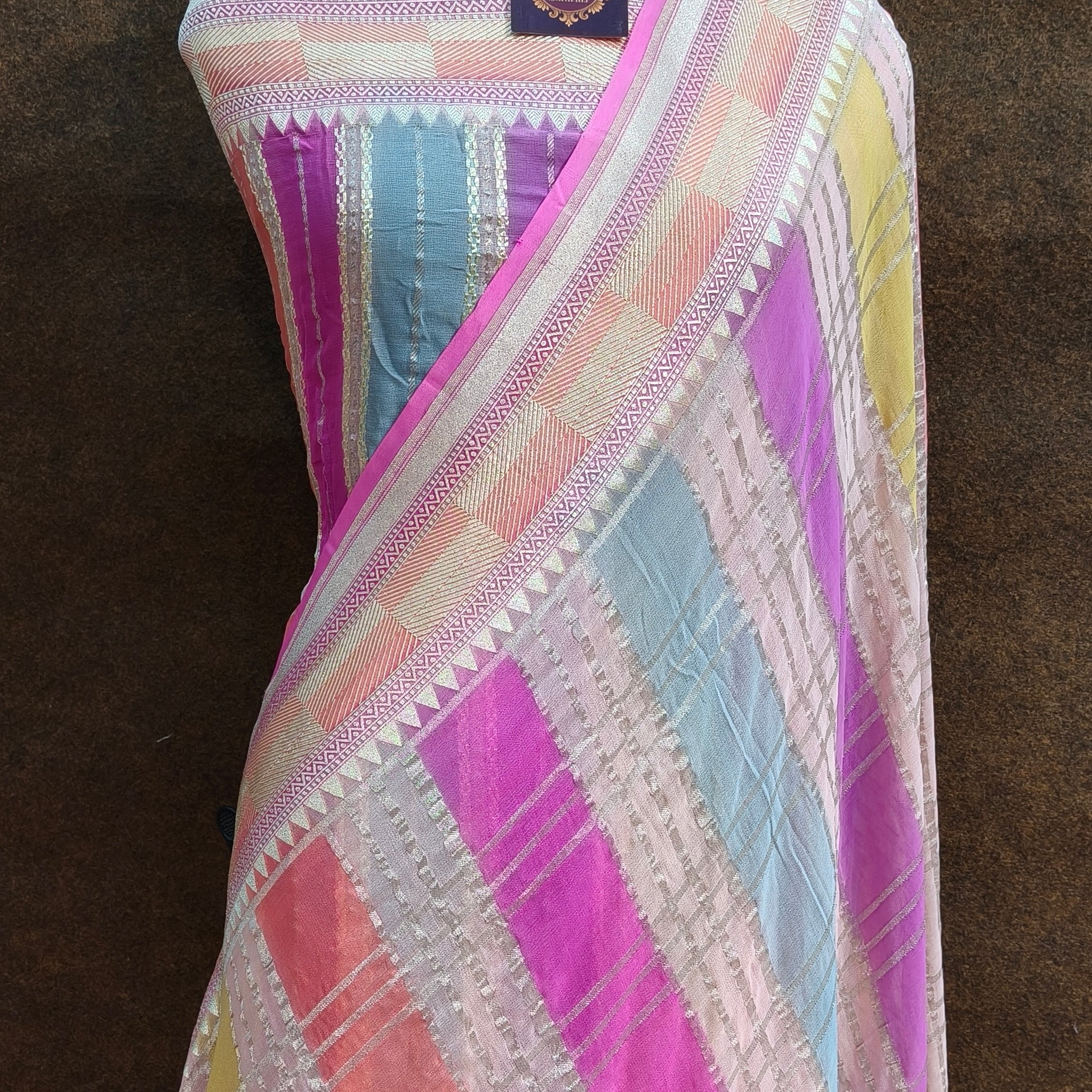 Banarasi Pure Khddi Georjette Rangkart Saree