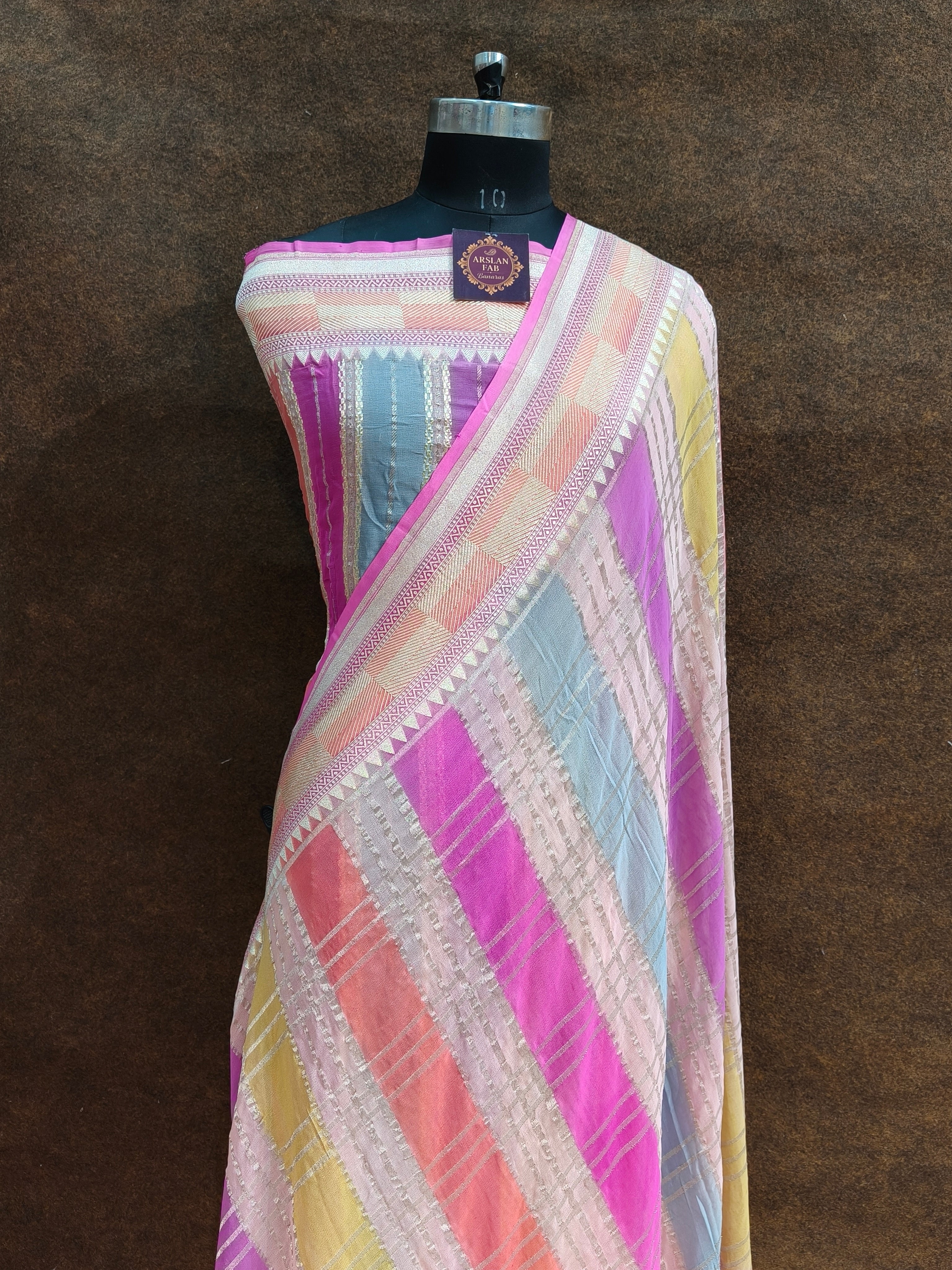 Banarasi Pure Khddi Georjette Rangkart Saree