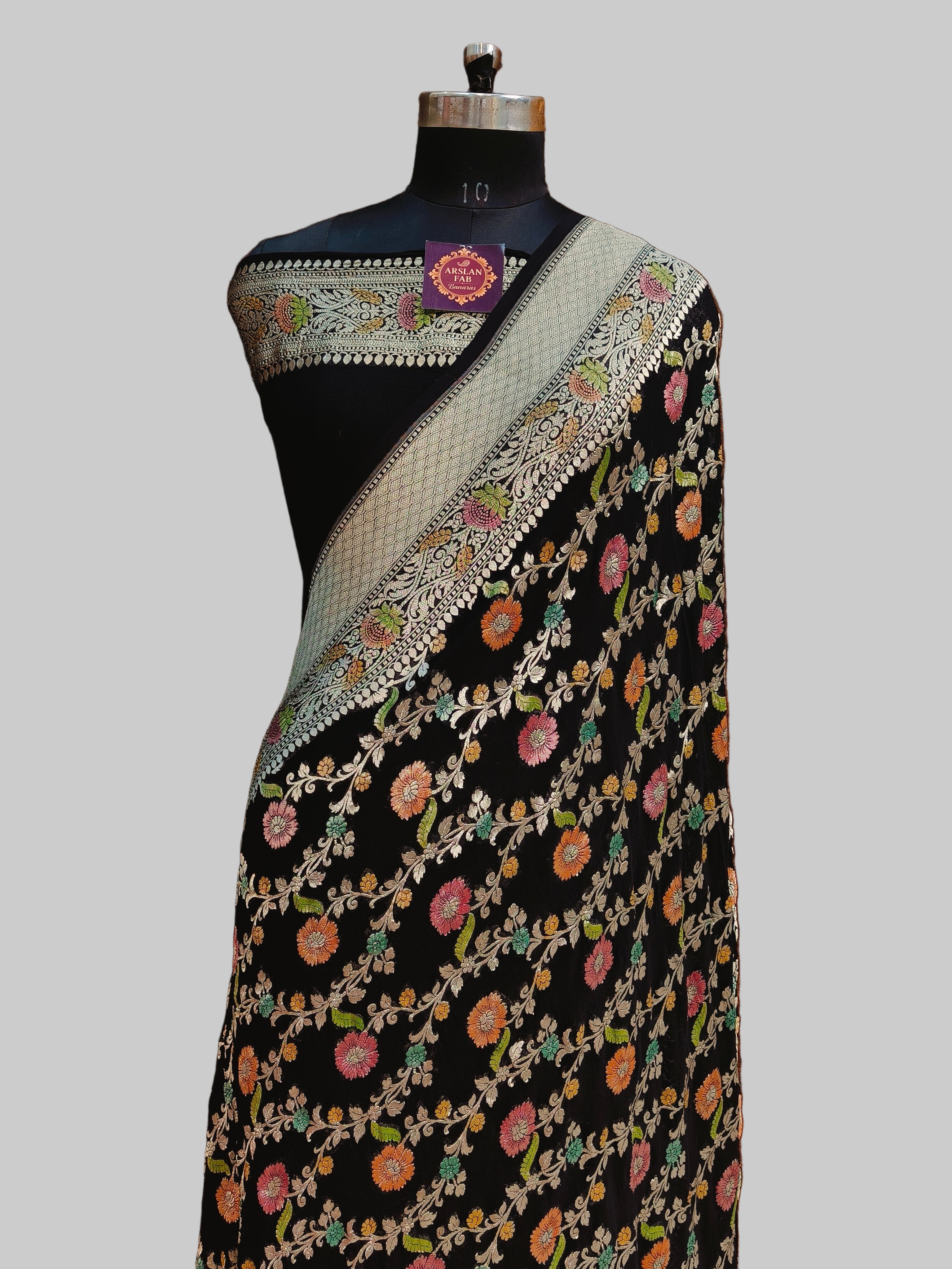 Banarasi Pure Khddi Georjette Meenakari Saree