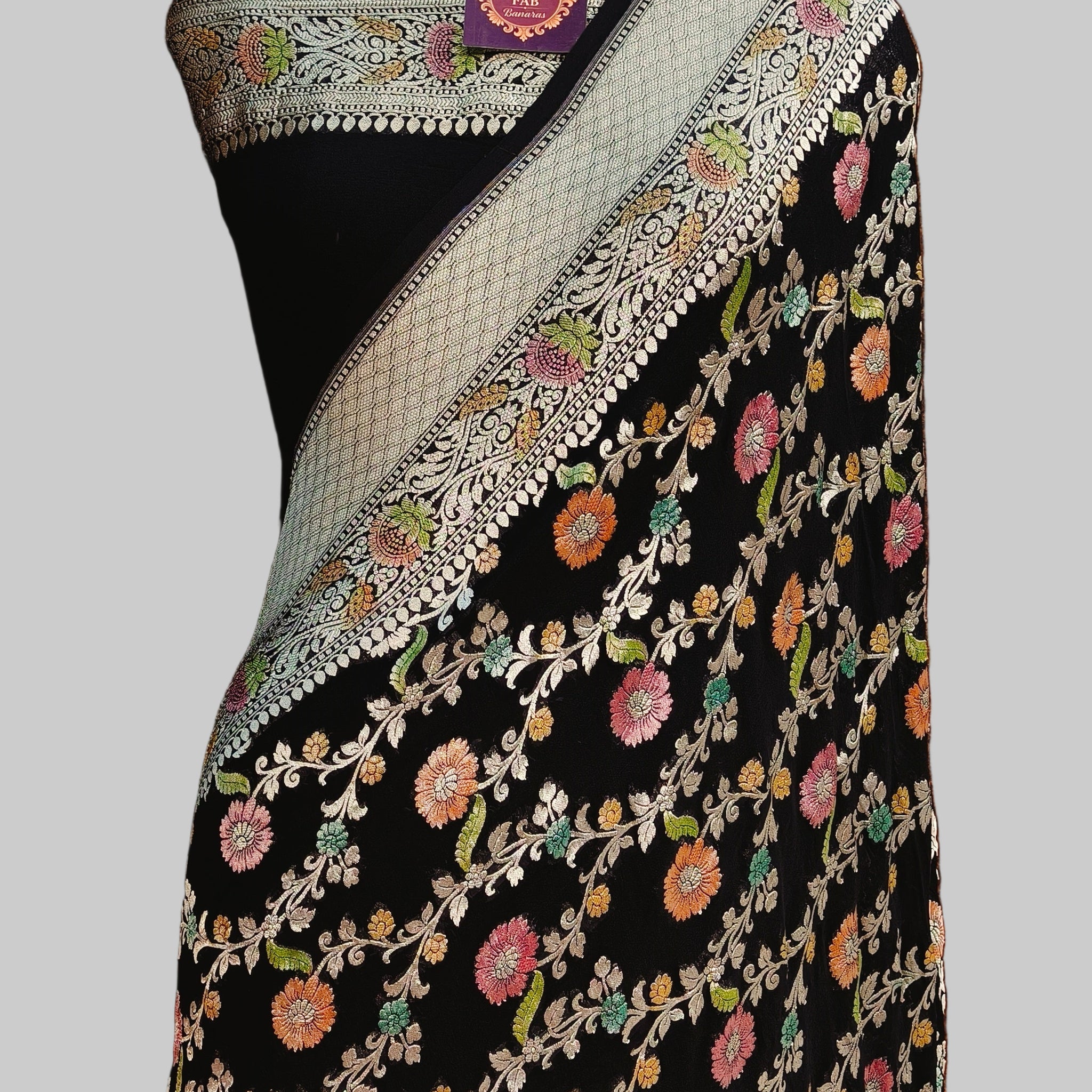 Banarasi Pure Khddi Georjette Meenakari Saree