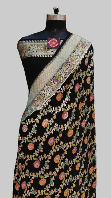 Banarasi Pure Khddi Georjette Meenakari Saree