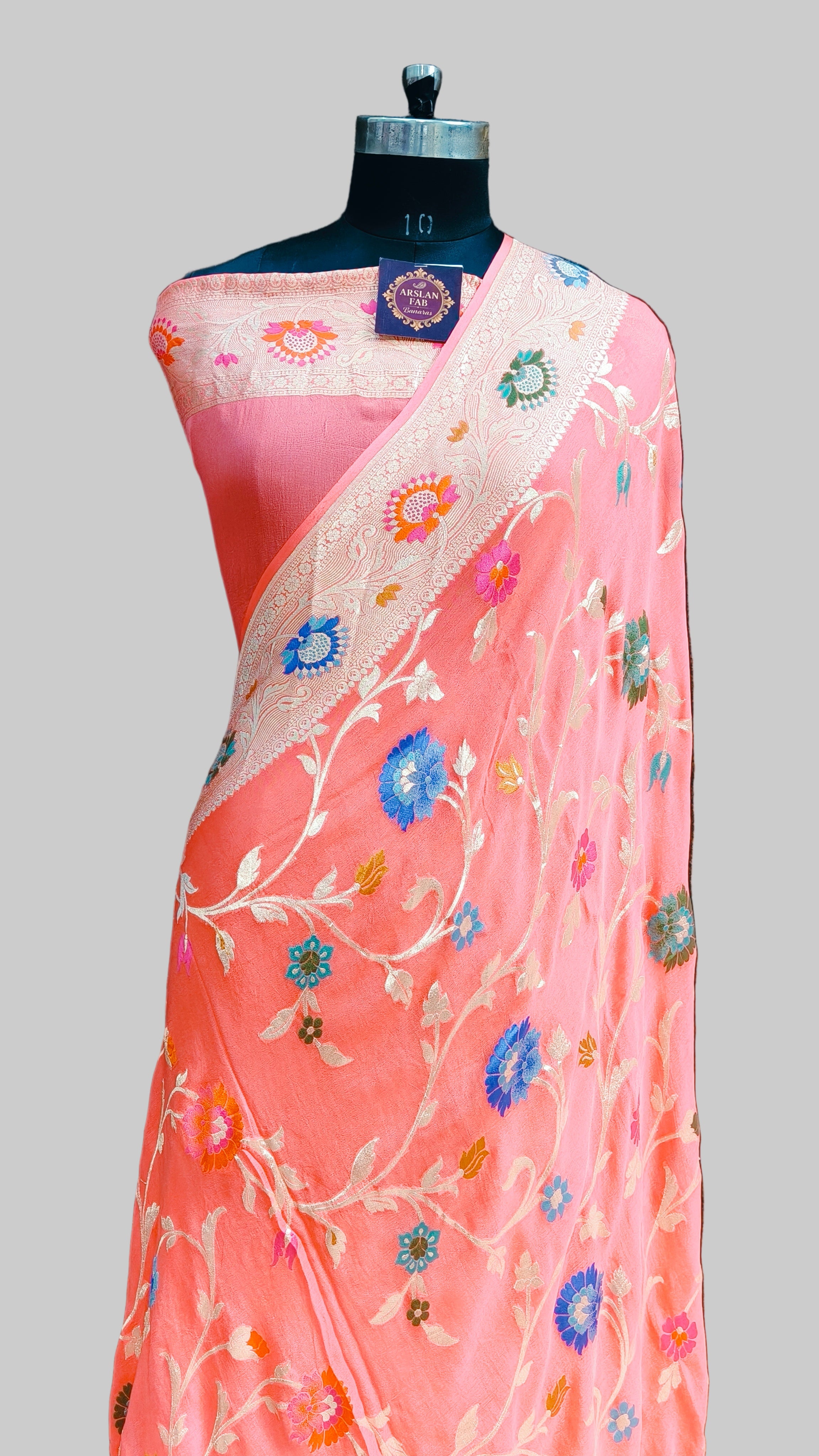 Banarasi Pure Khddi Georjette Meenakari Saree