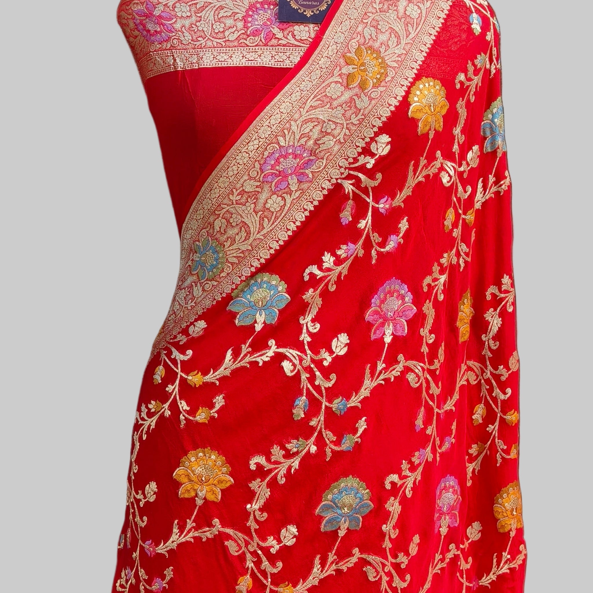 Banarasi Pure Khddi Georjette Meenakari Saree