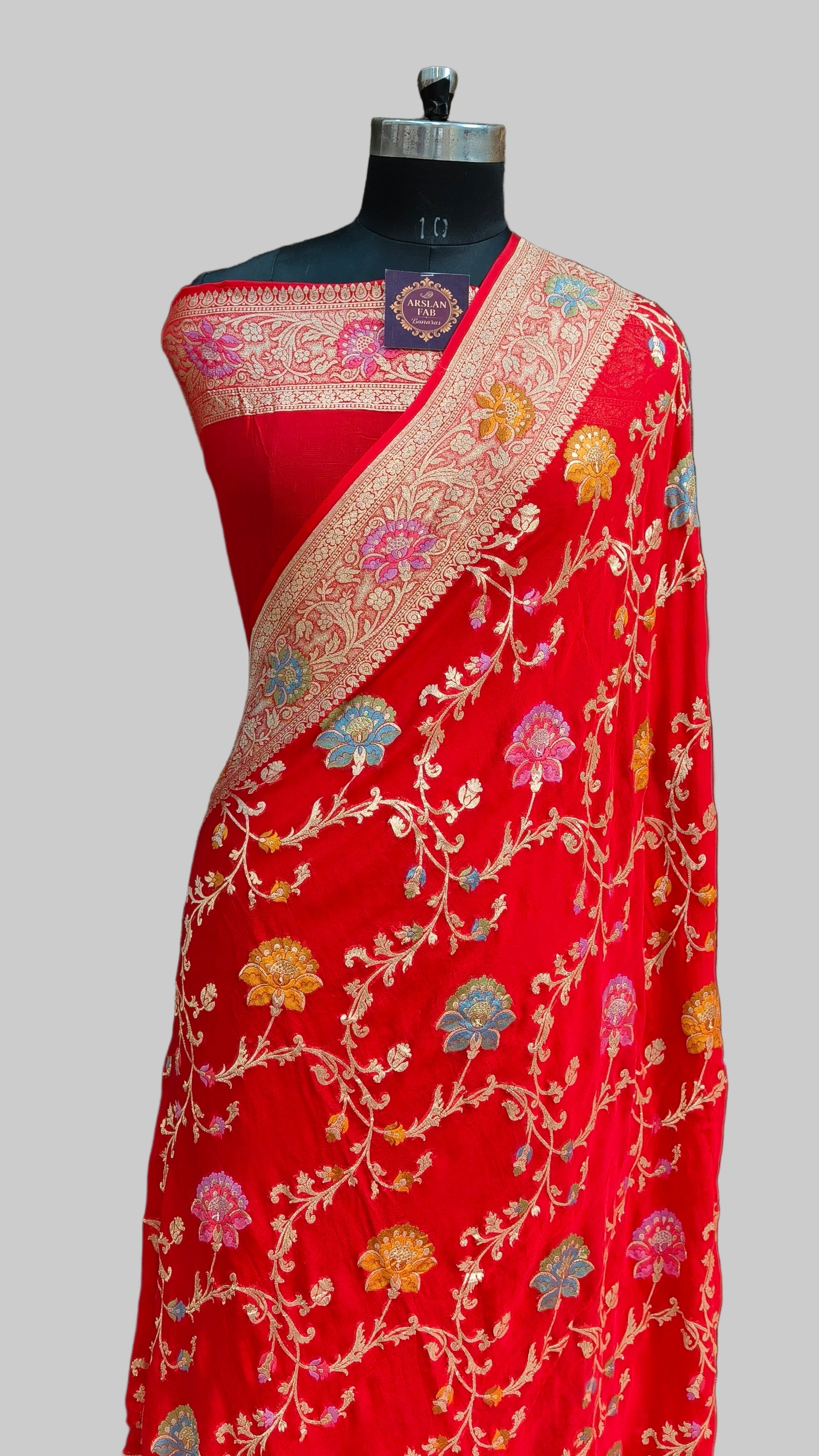 Banarasi Pure Khddi Georjette Meenakari Saree