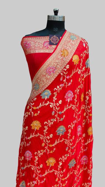 Banarasi Pure Khddi Georjette Meenakari Saree