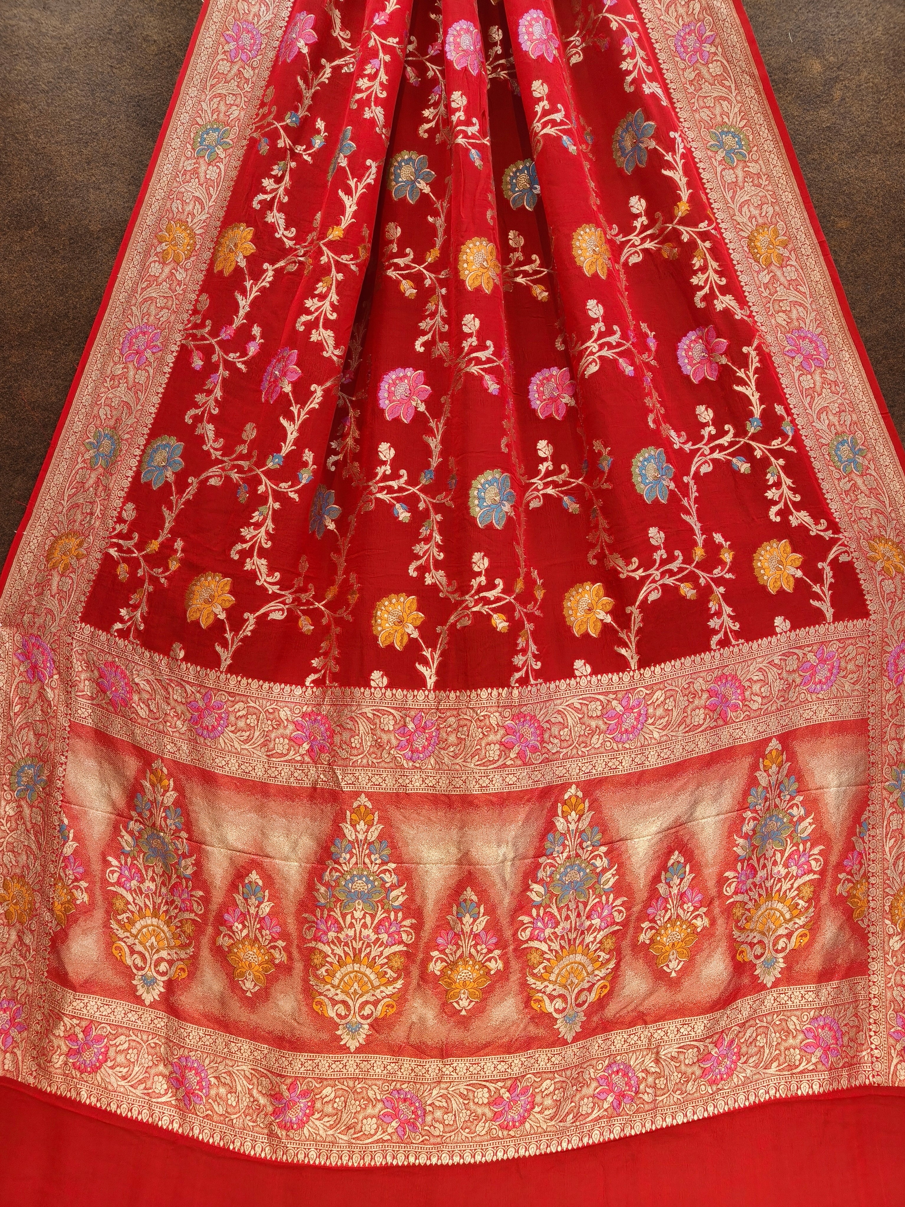 Banarasi Pure Khddi Georjette Meenakari Saree