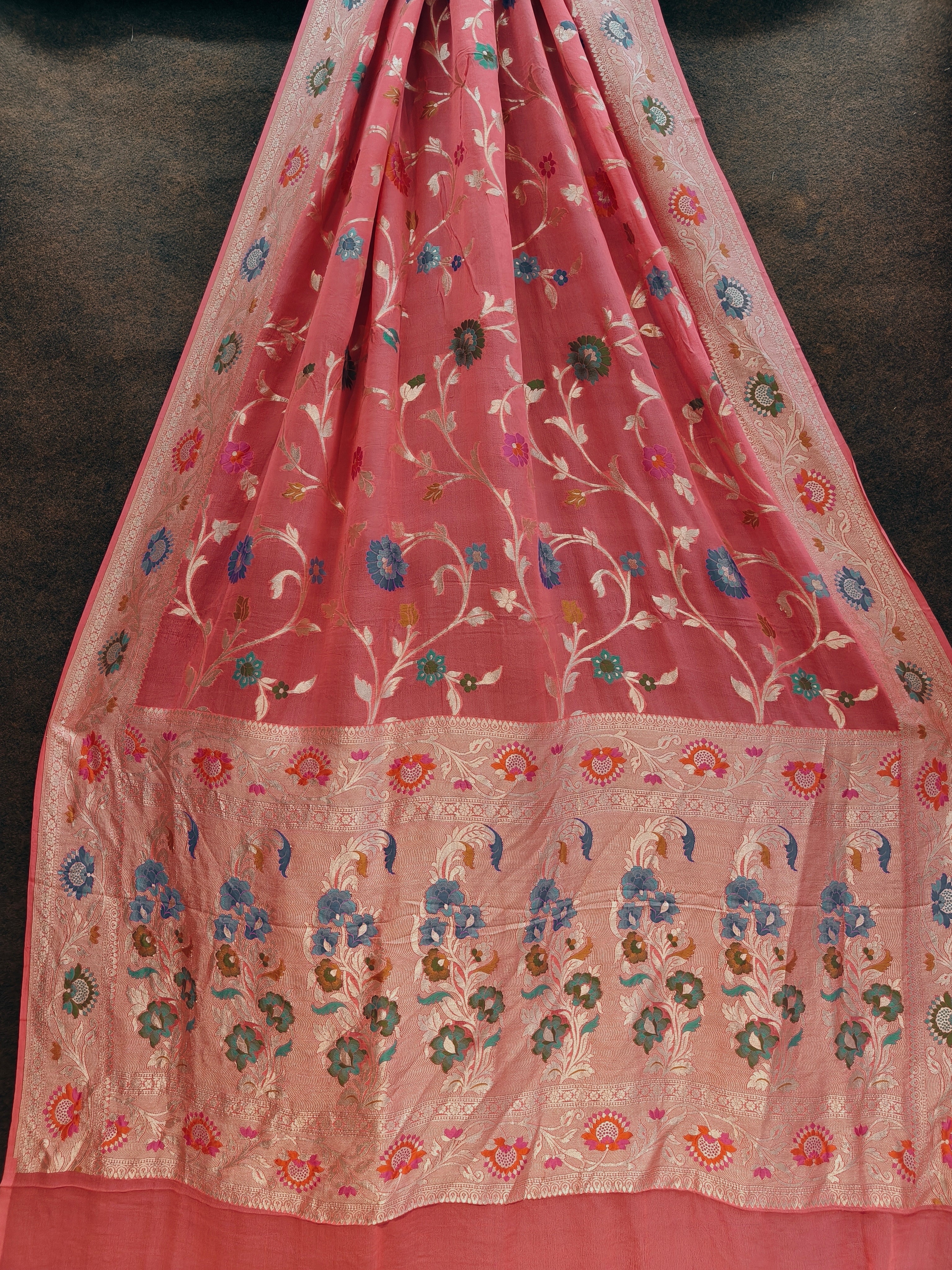 Banarasi Pure Khddi Georjette Meenakari Saree