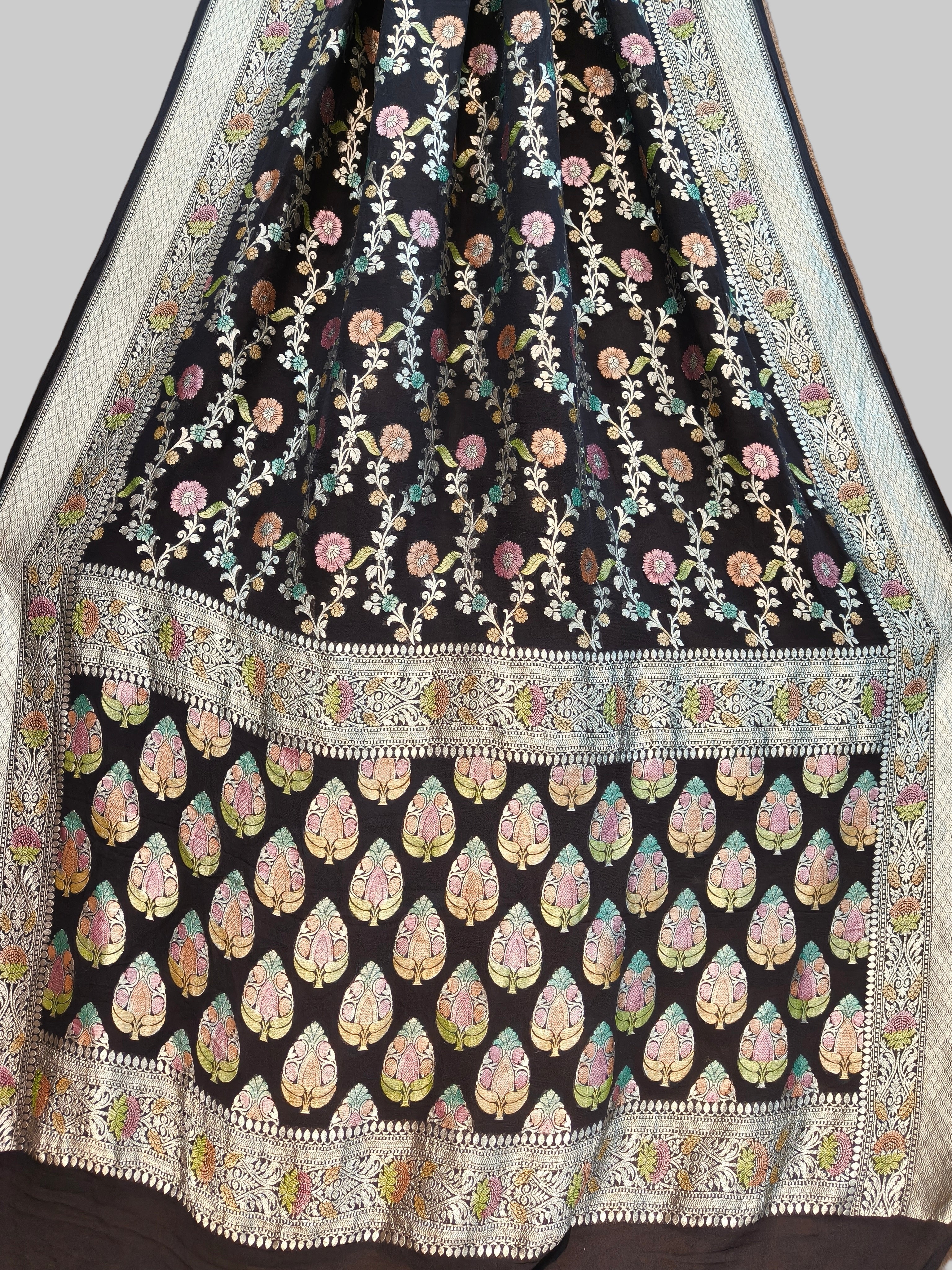 Banarasi Pure Khddi Georjette Meenakari Saree