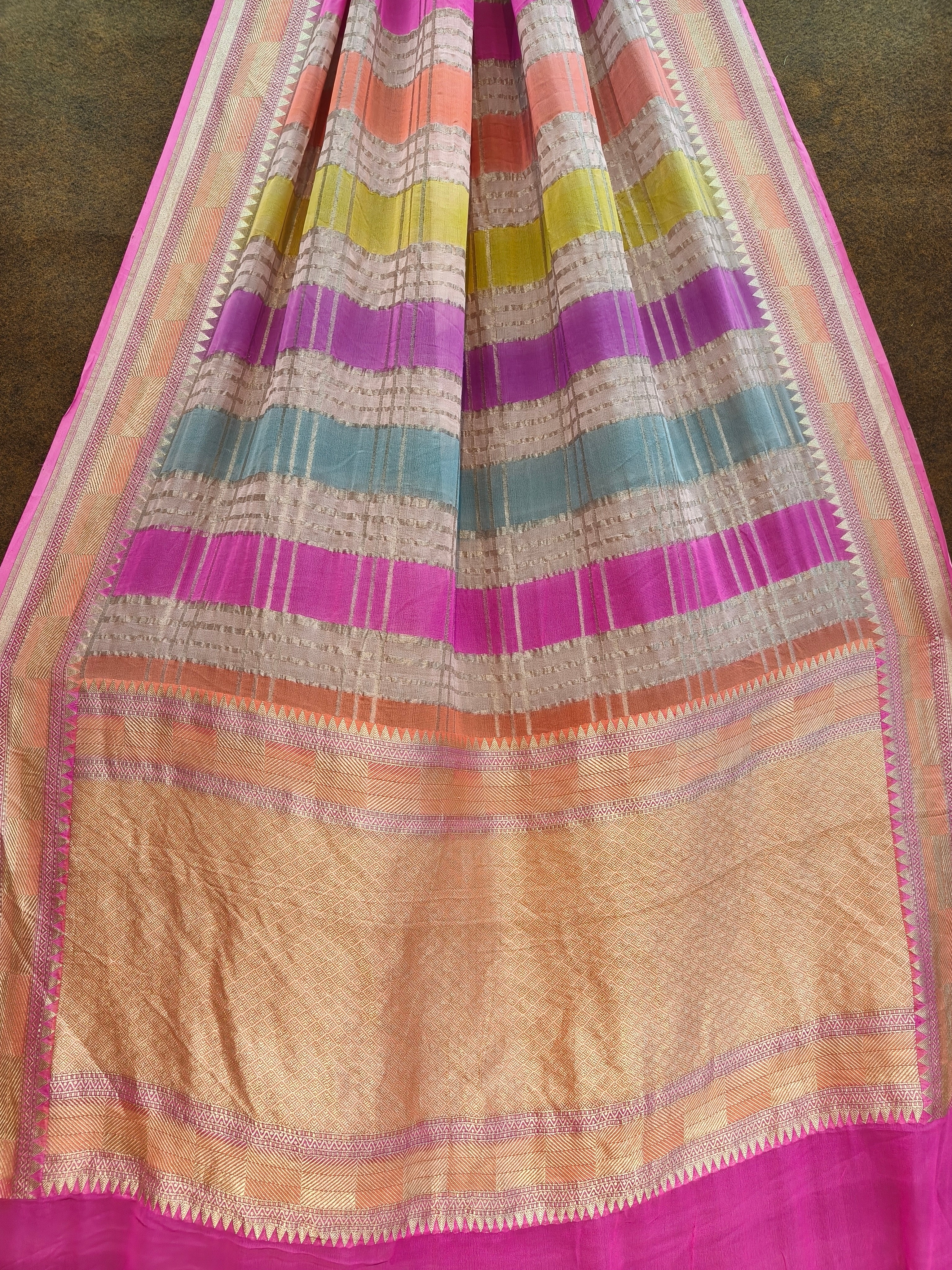 Banarasi Pure Khddi Georjette Rangkart Saree