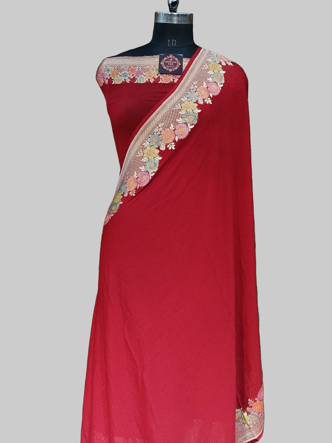 Maroon Khaddi Georjette Chiffon Pallu Border Meena Saree