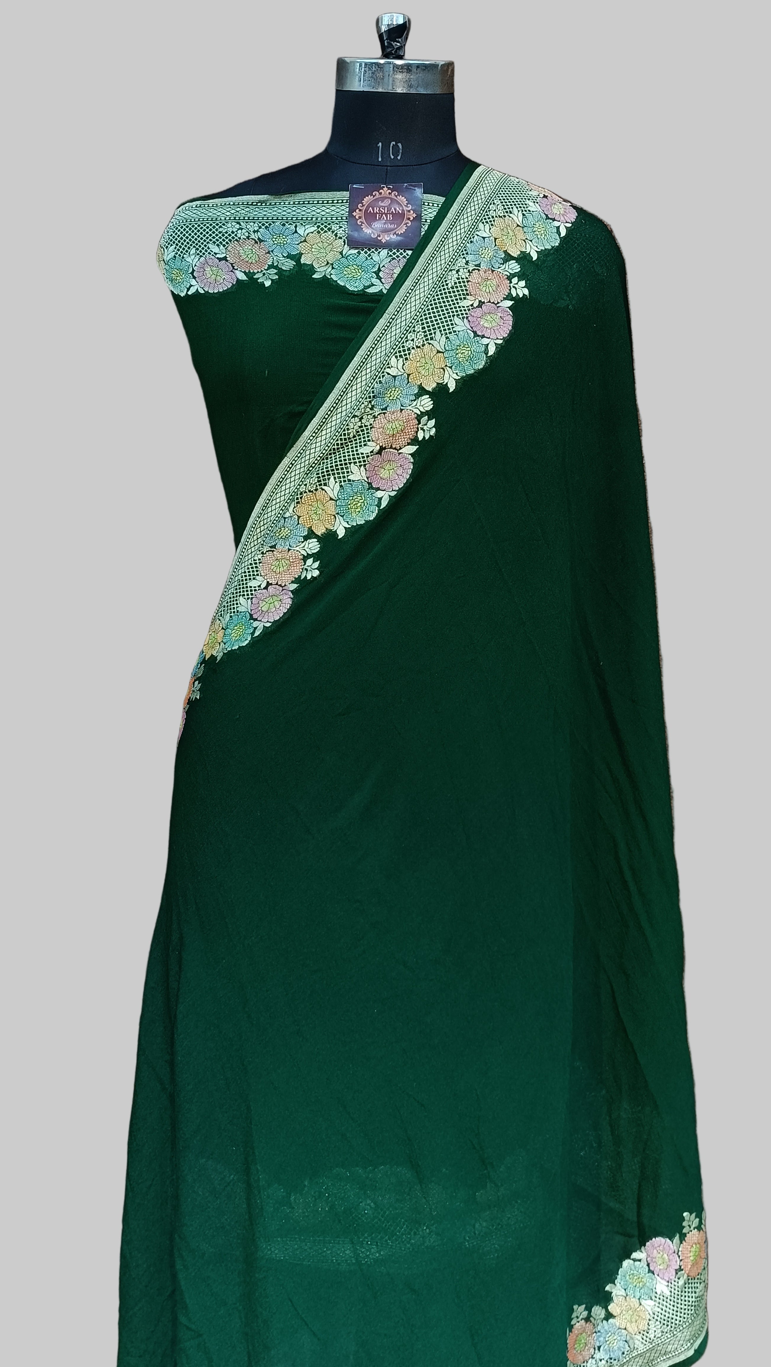 Pure  Khaddi Georjette Banarasi Saree Water Zari