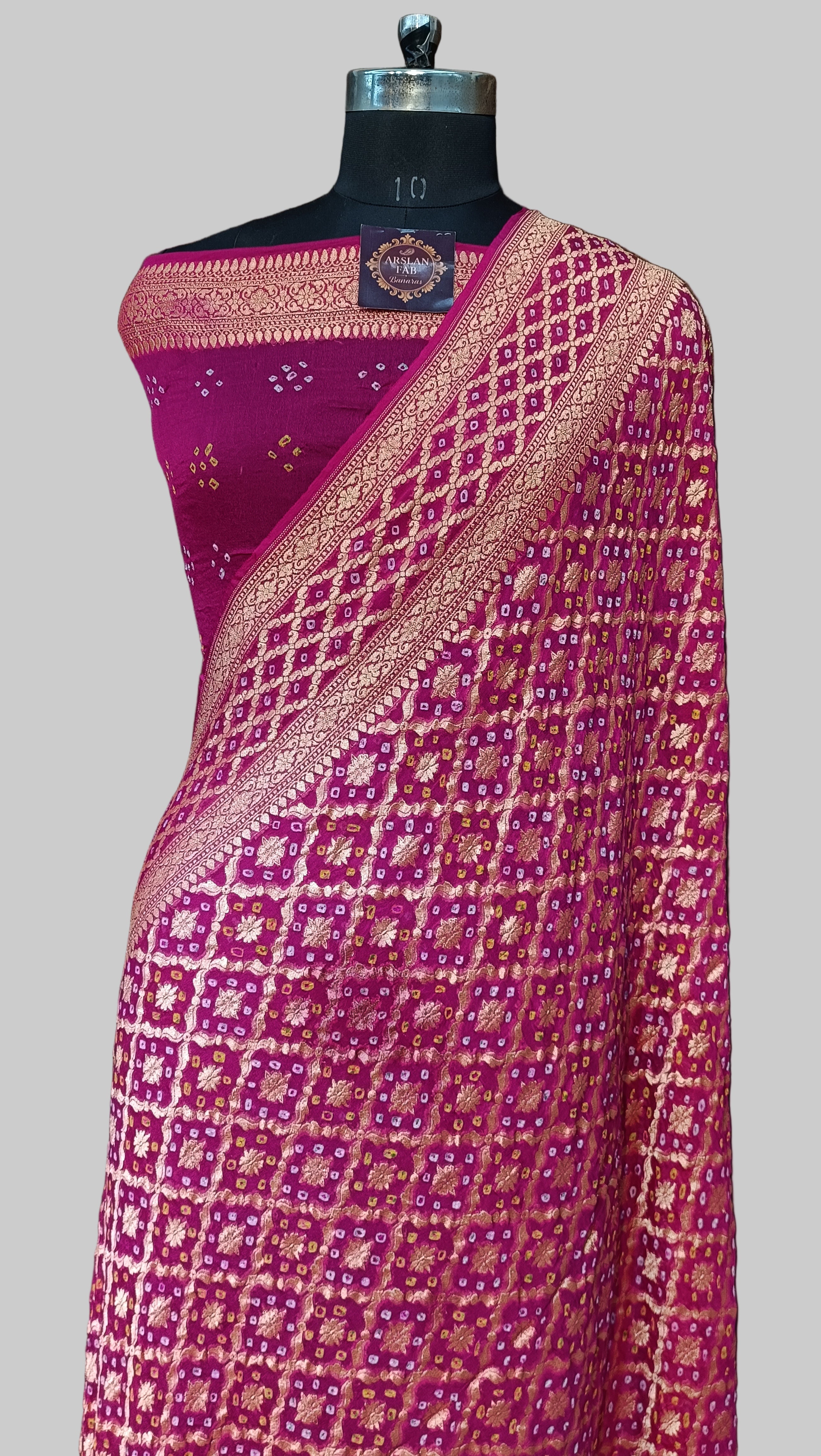 Pure Khaddi Georjette Bandhej Banarasi Saree