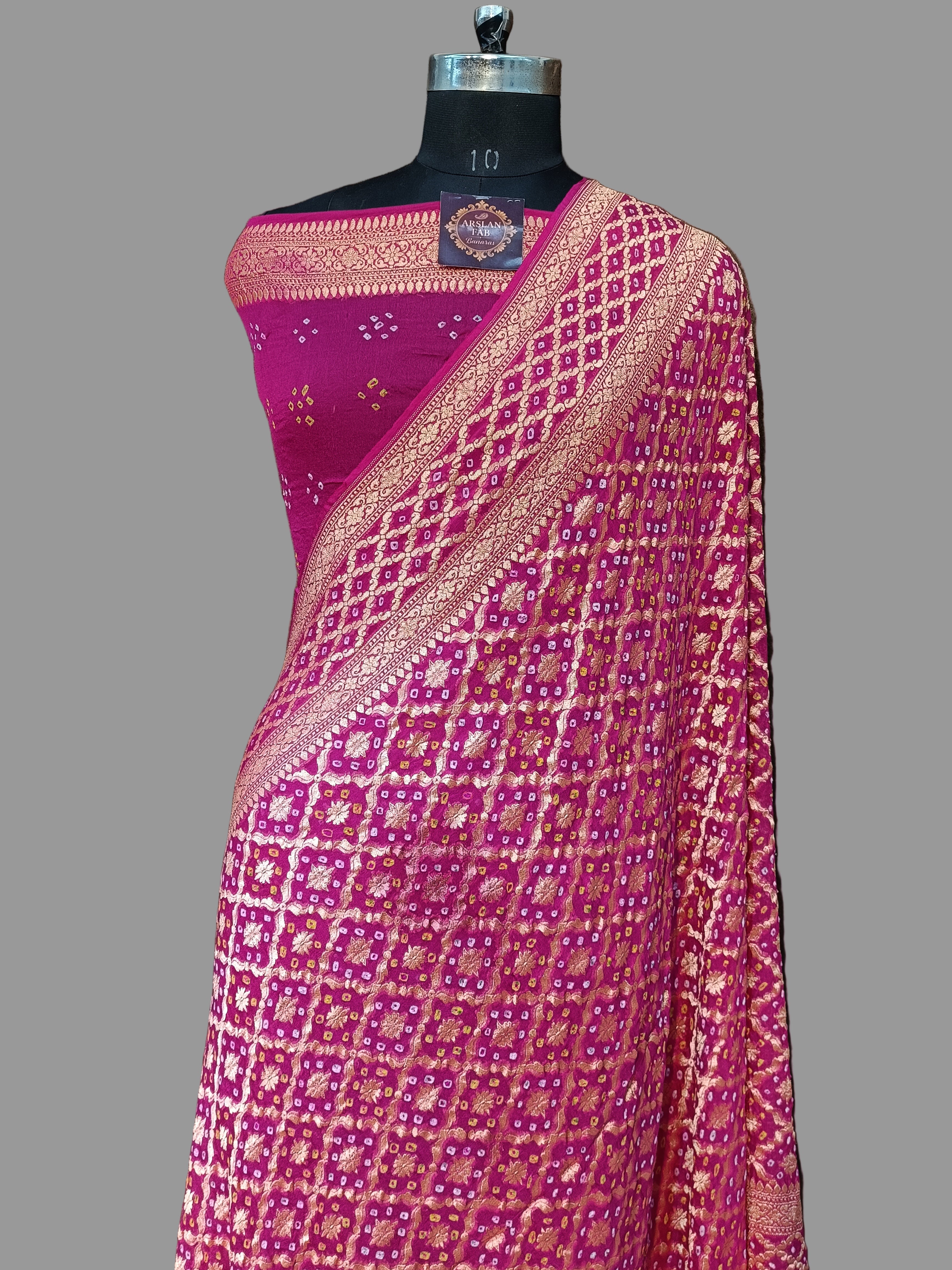 Pure Khaddi Georjette Bandhej Banarasi Saree