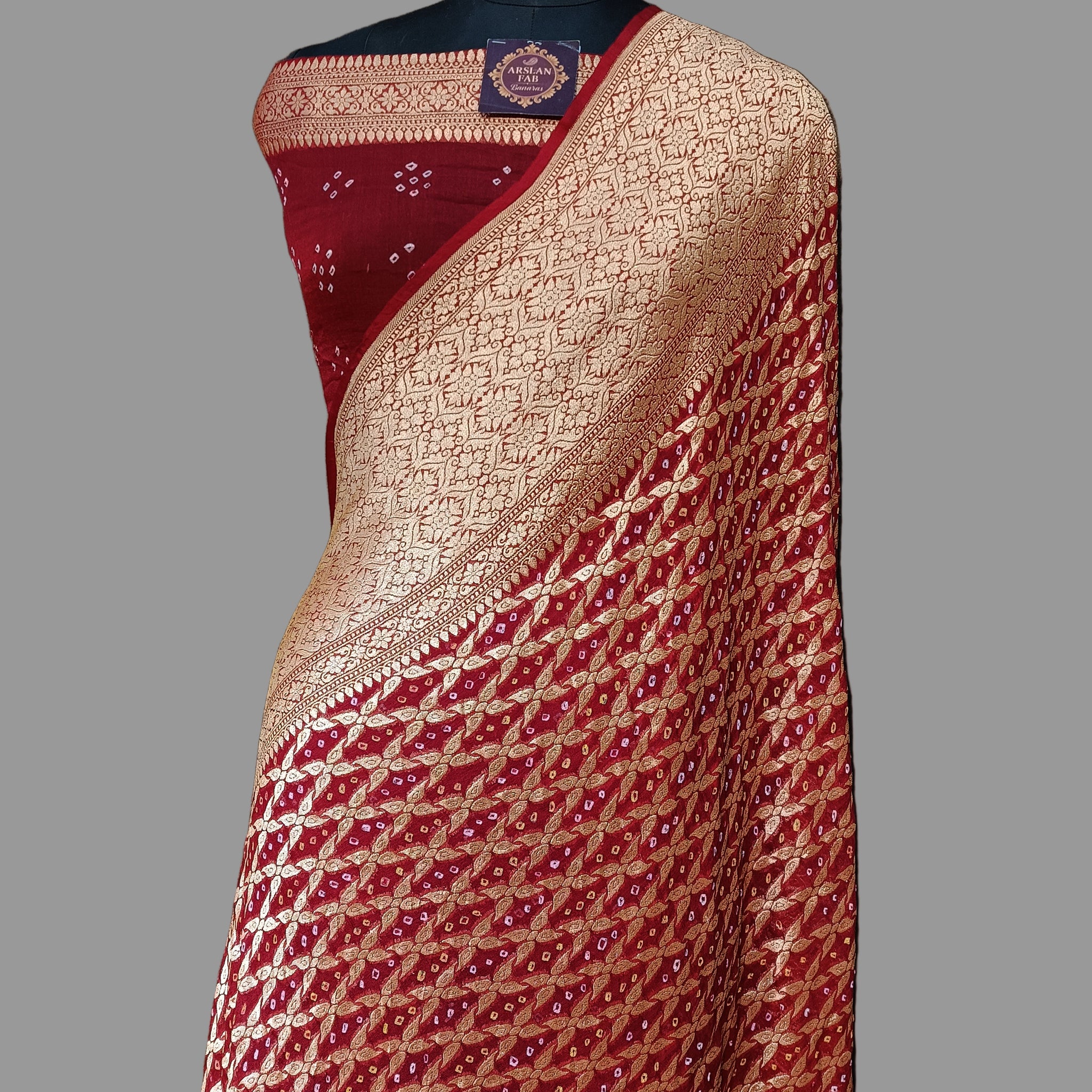 Pure Khddi Georgette  Bandhej Banarasi Saree