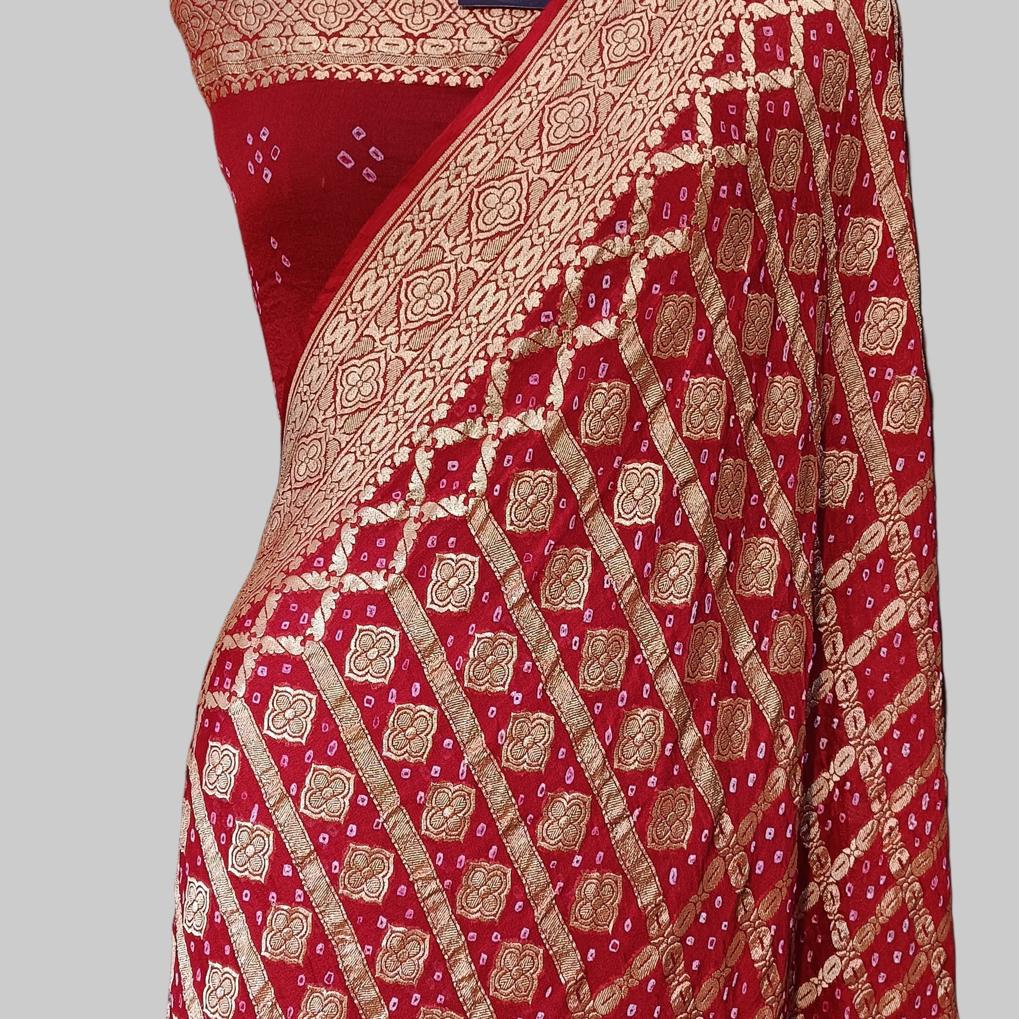 Pure Khddi Georgette Bandhej Banarasi Saree