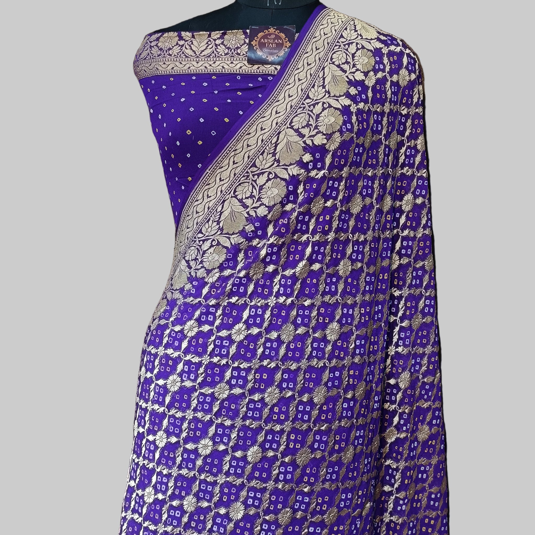 Pure Khddi Georgette Bandhej Banarasi Saree