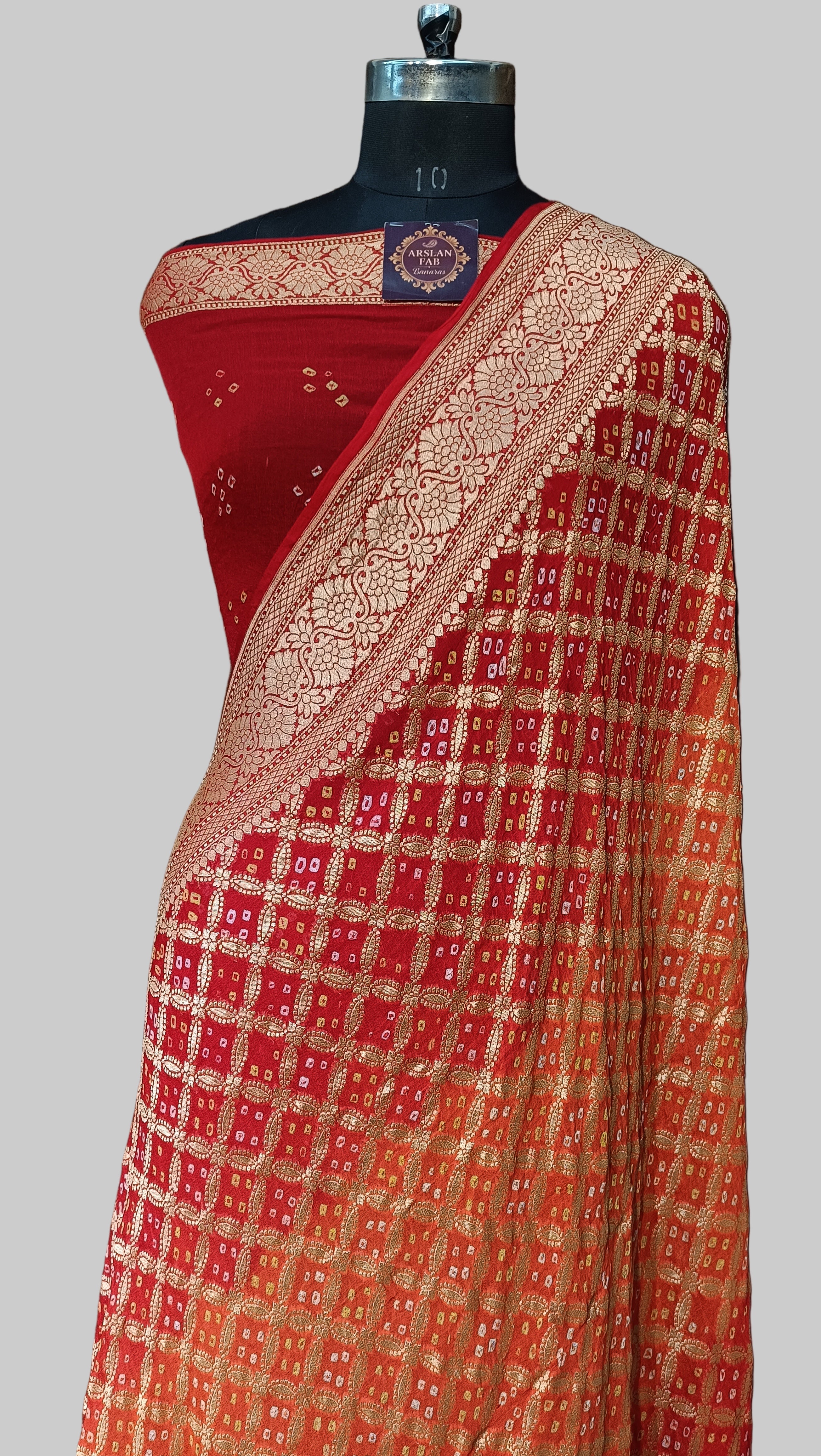 Pure khddi Georgette Bandhej Banarasi Saree