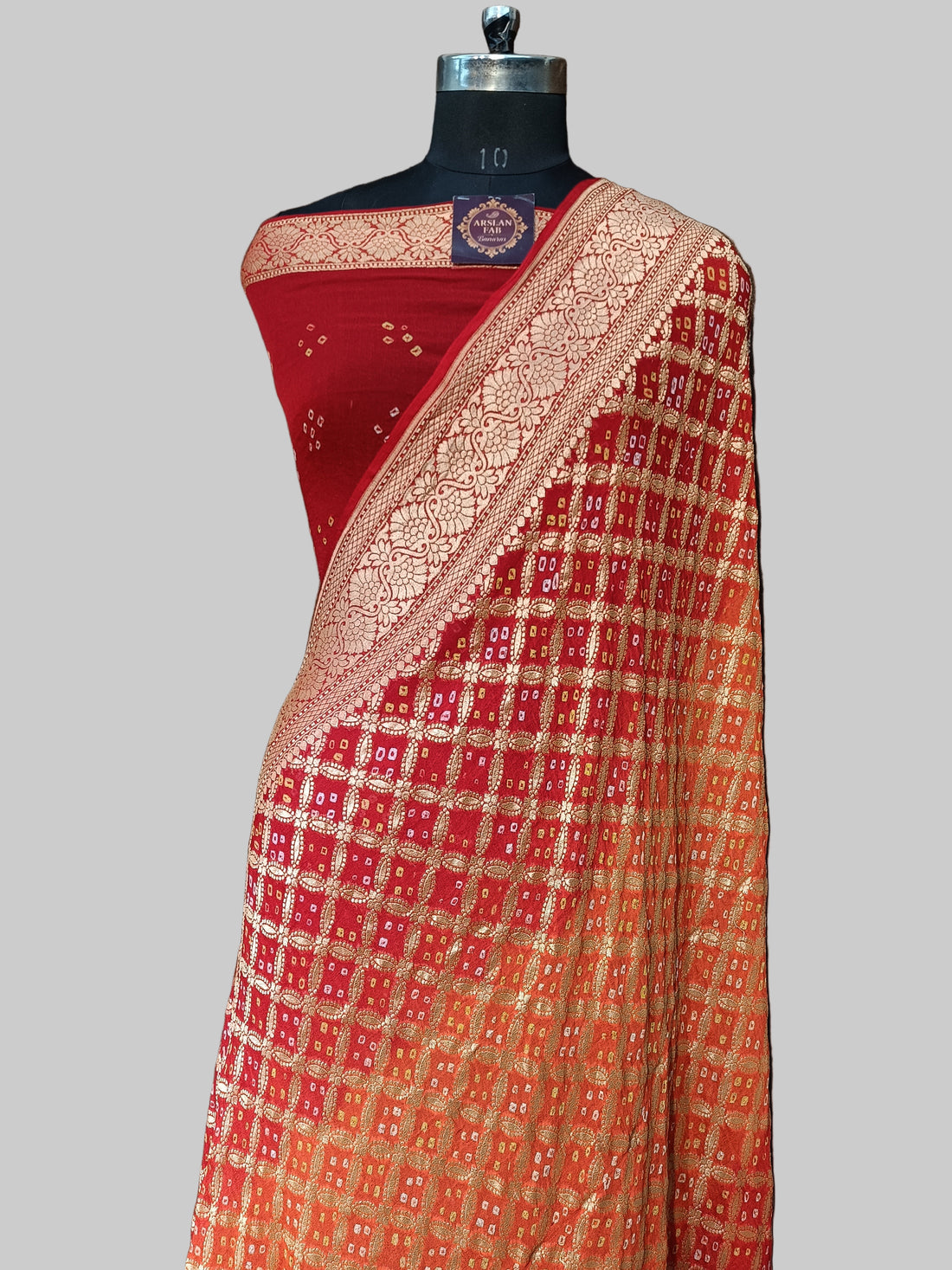Pure khddi Georgette Bandhej Banarasi Saree