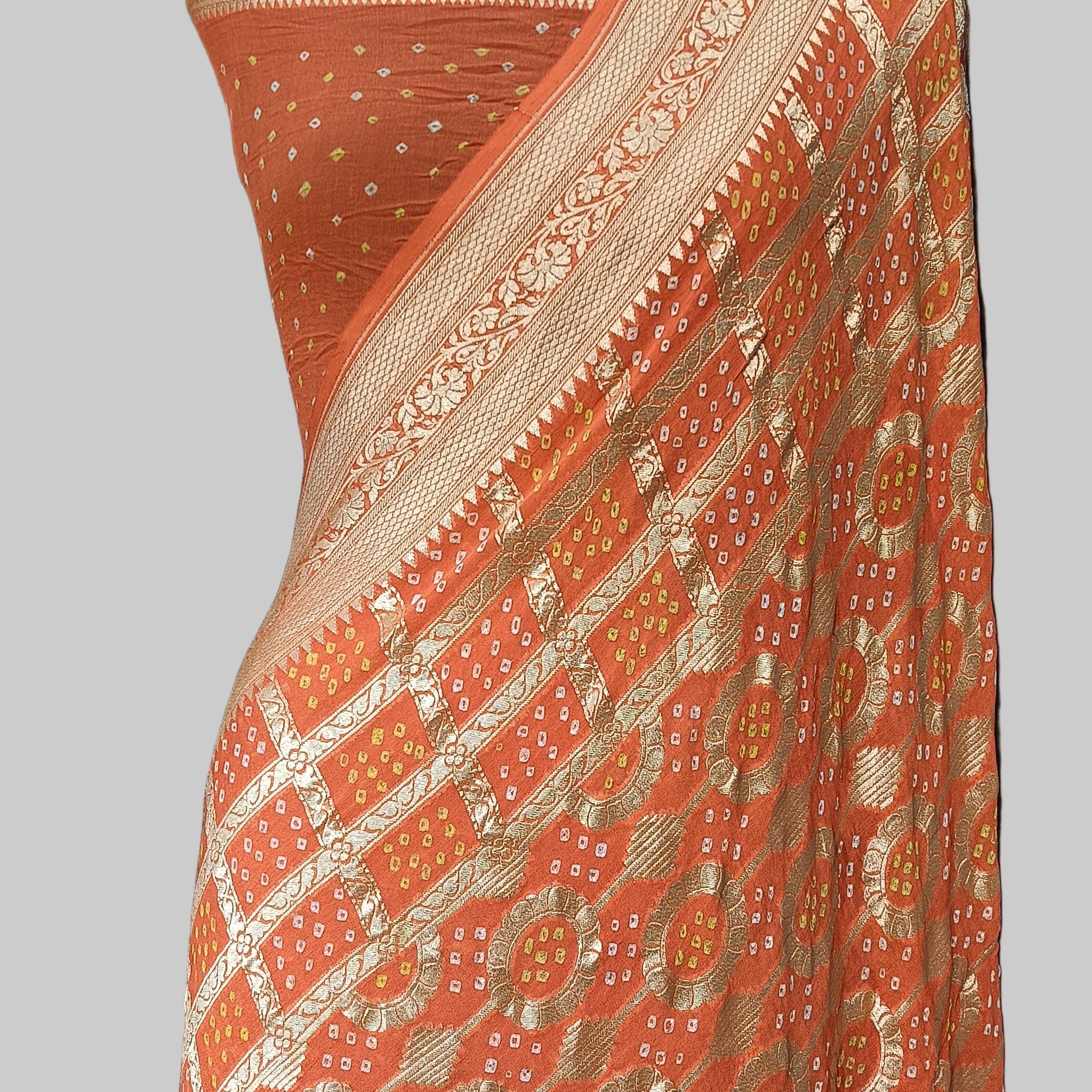 Pure Khddi Georgette Bandhej Banarasi Saree