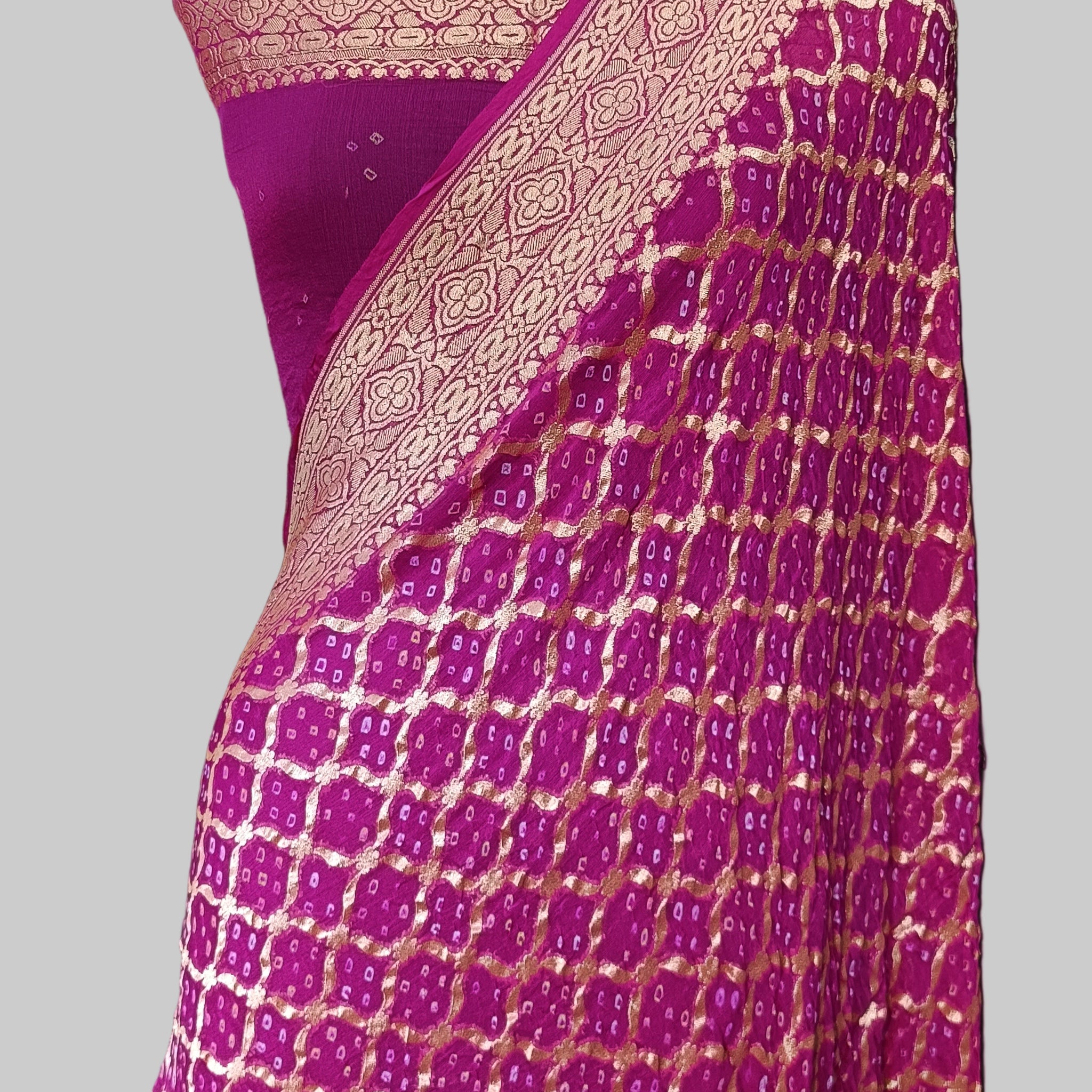 Pure Khddi Georgette Bandhej Banarasi Saree