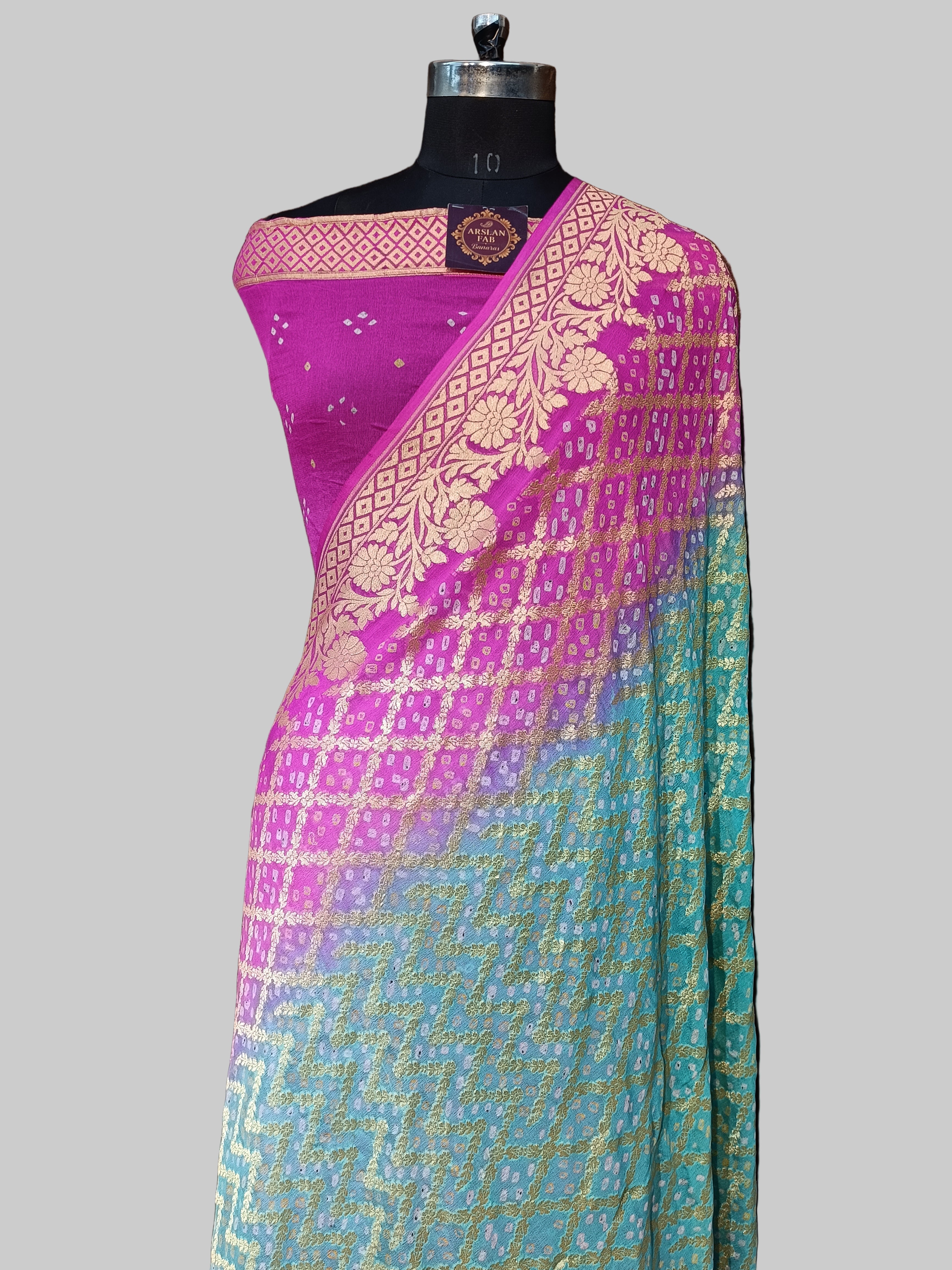 Pure Khddi Georgette Bandhej Banarasi Saree
