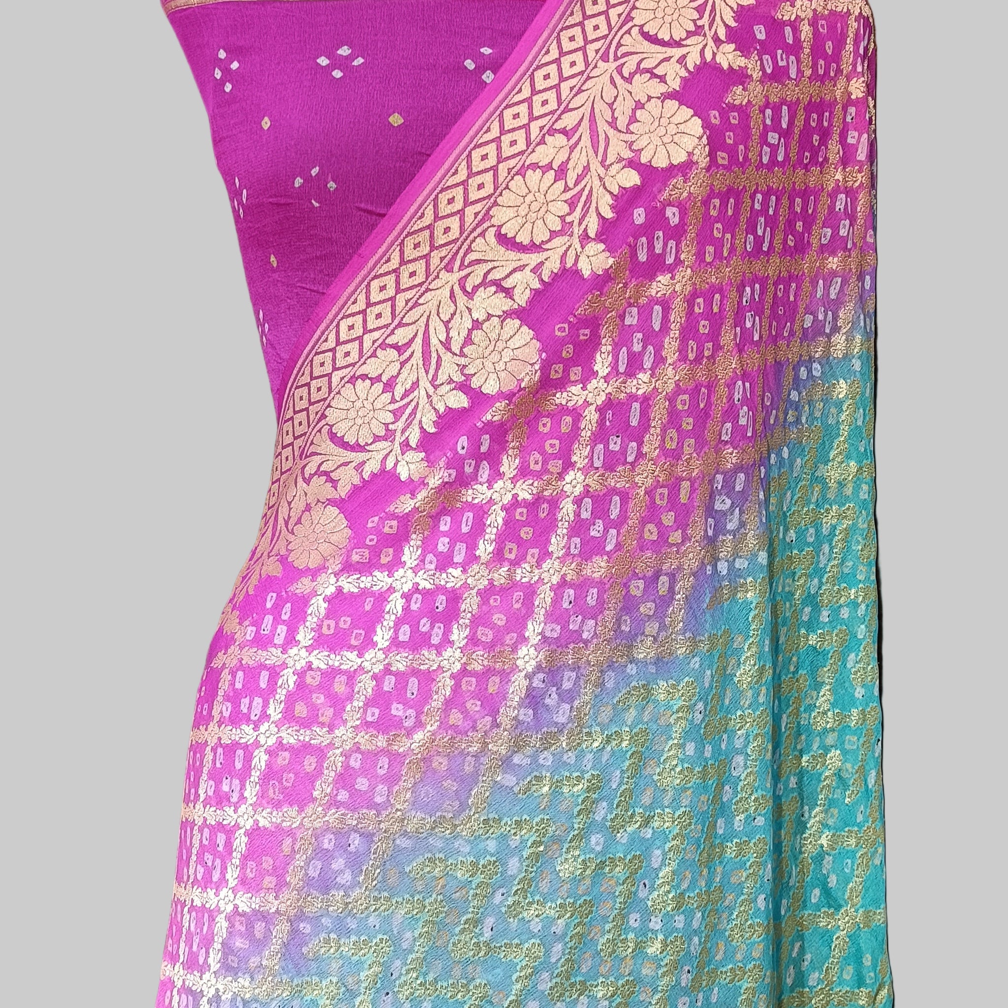 Pure Khddi Georgette Bandhej Banarasi Saree