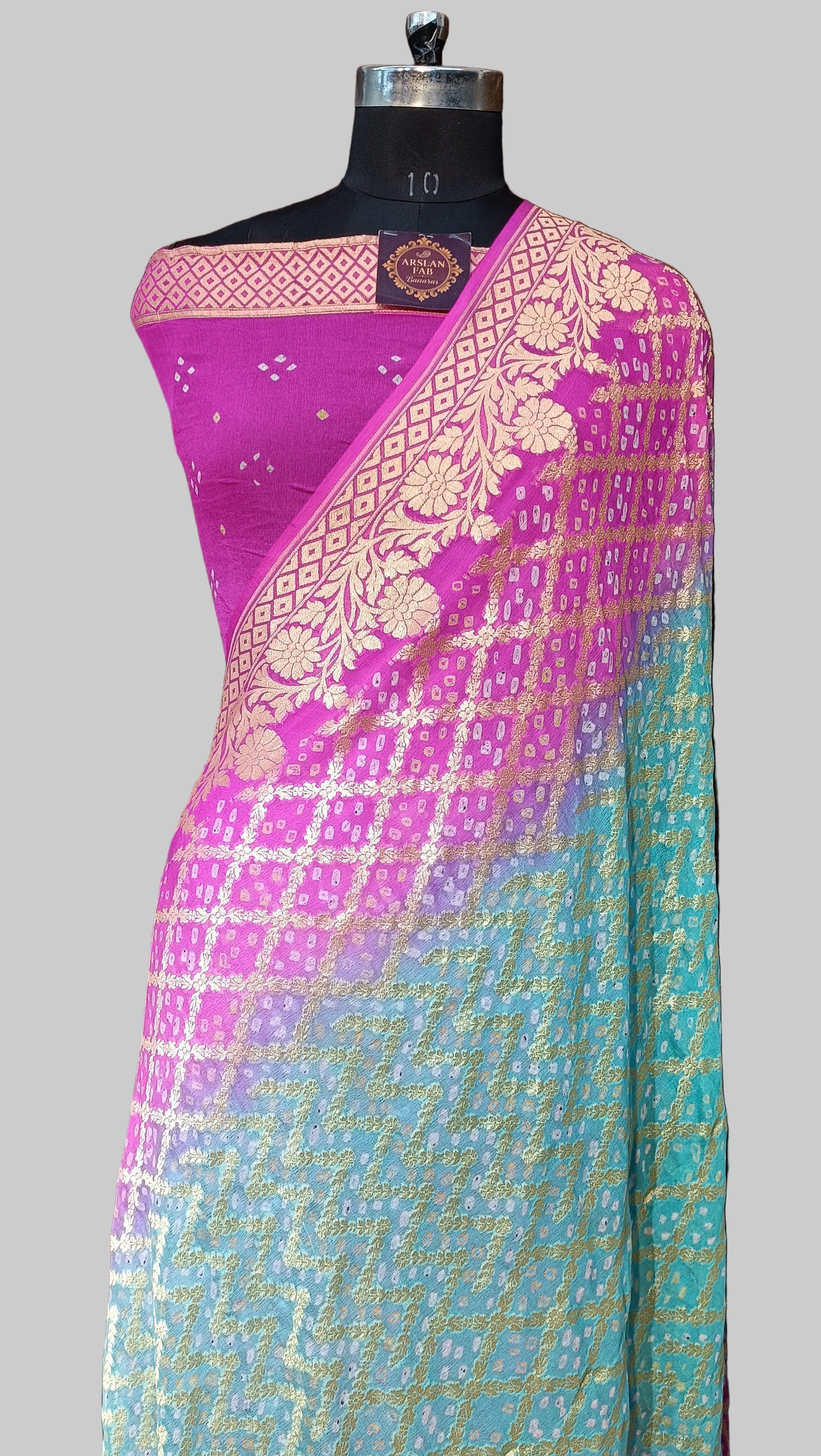 Pure Khddi Georgette Bandhej Banarasi Saree