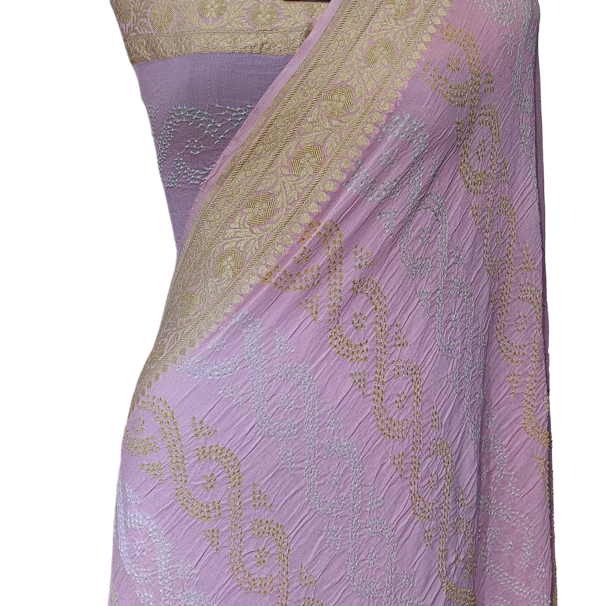 Pure Khddi Georgette Bandhej Banarasi Saree