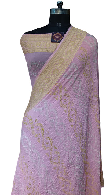 Pure Khddi Georgette Bandhej Banarasi Saree