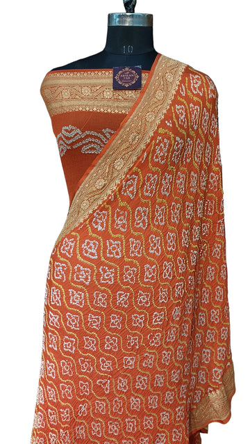 Pure Khddi Georgette Bandhej Banarasi Saree