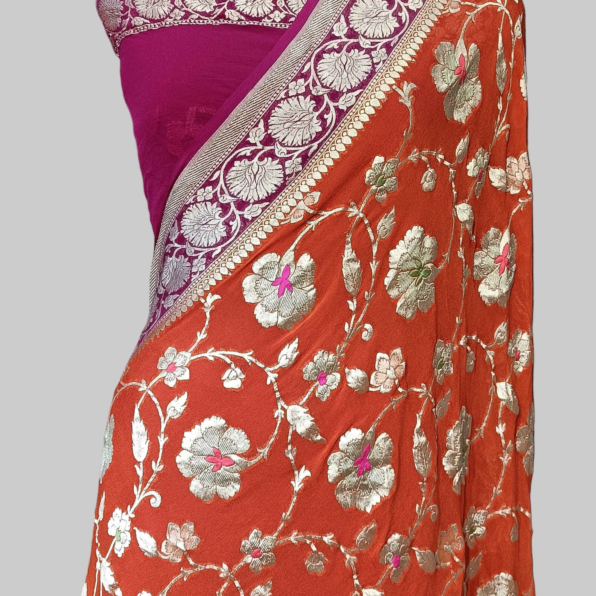 Pure Khddi Georgette Banarasi Meena Saree