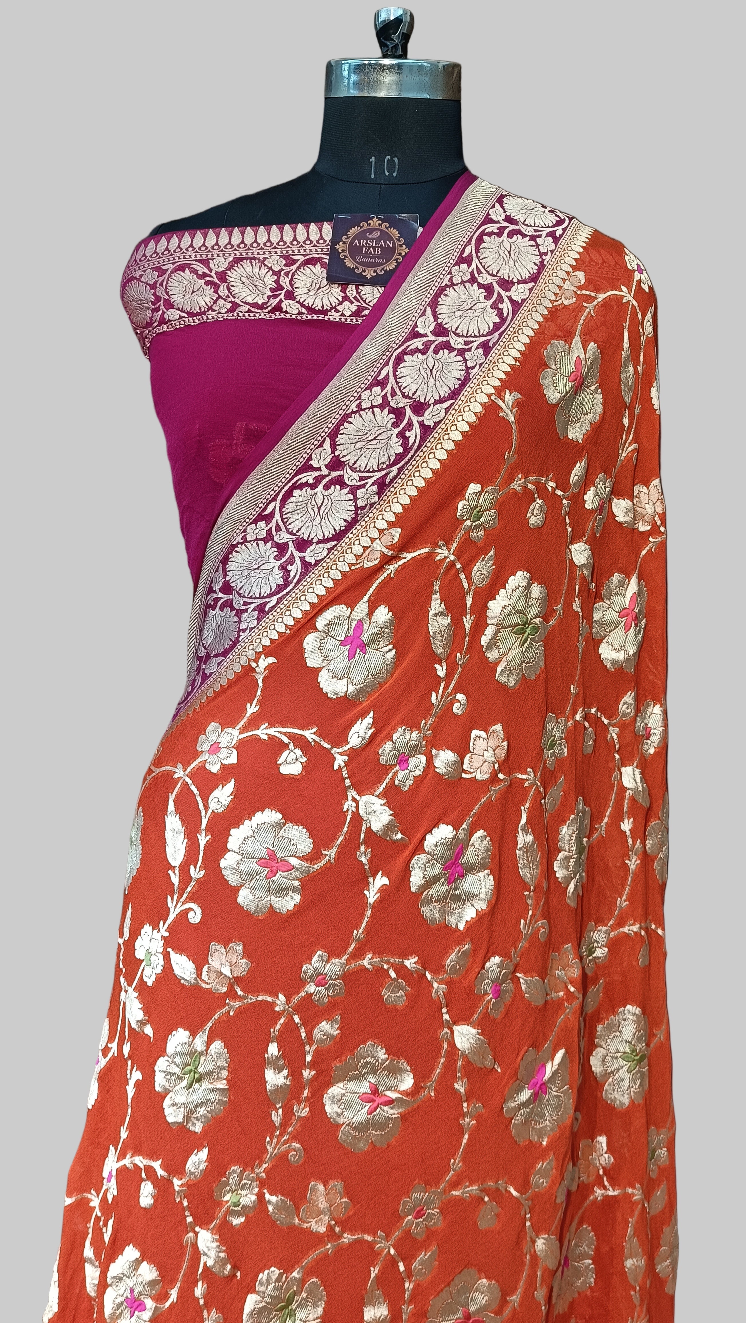 Pure Khddi Georgette Banarasi Meena Saree