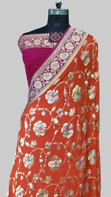 Pure Khddi Georgette Banarasi Meena Saree