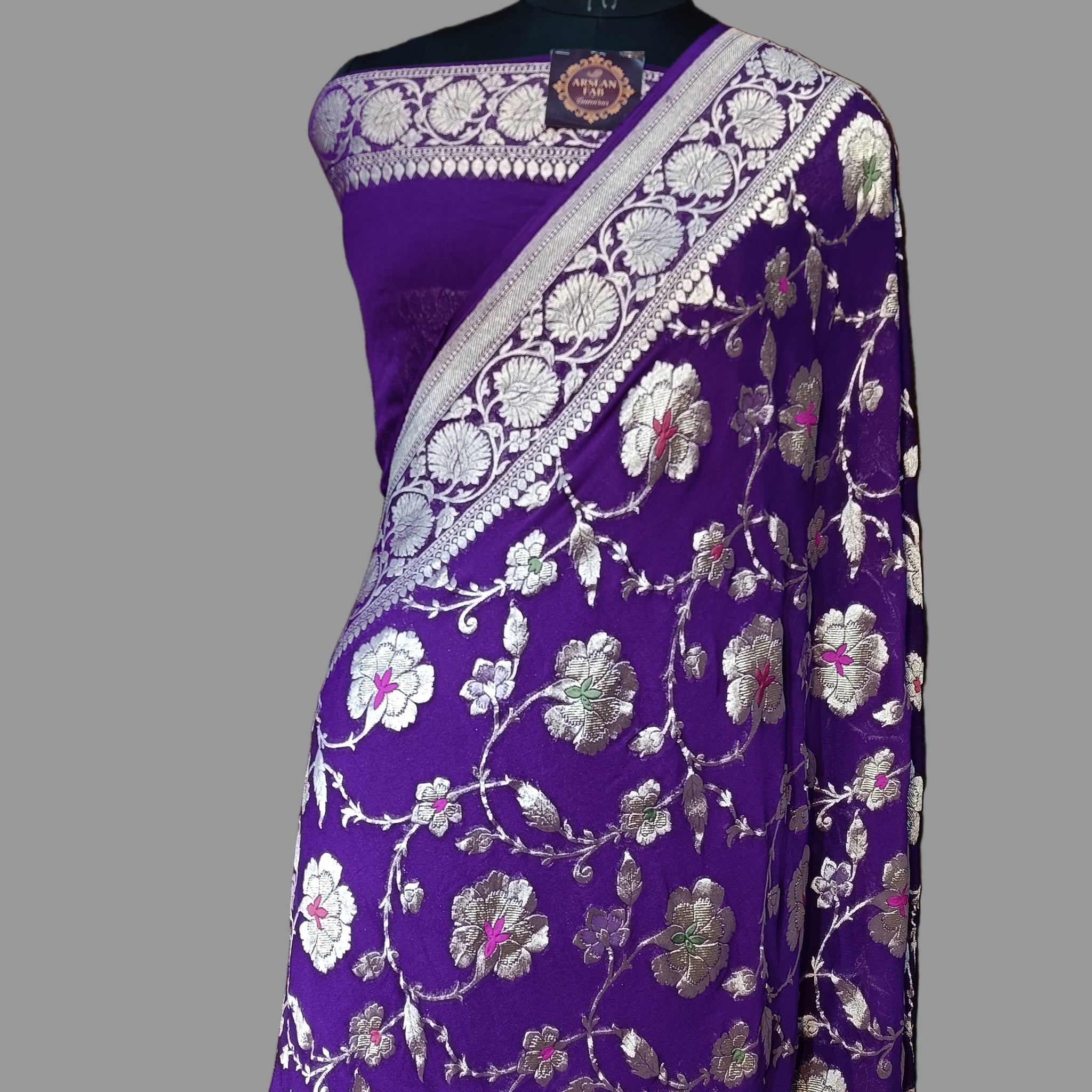 Pure Khddi Georgette Banarasi Meena Saree
