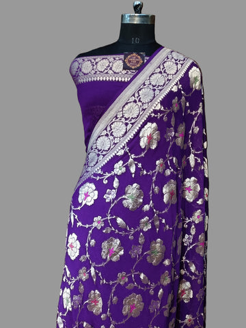 Pure Khddi Georgette Banarasi Meena Saree