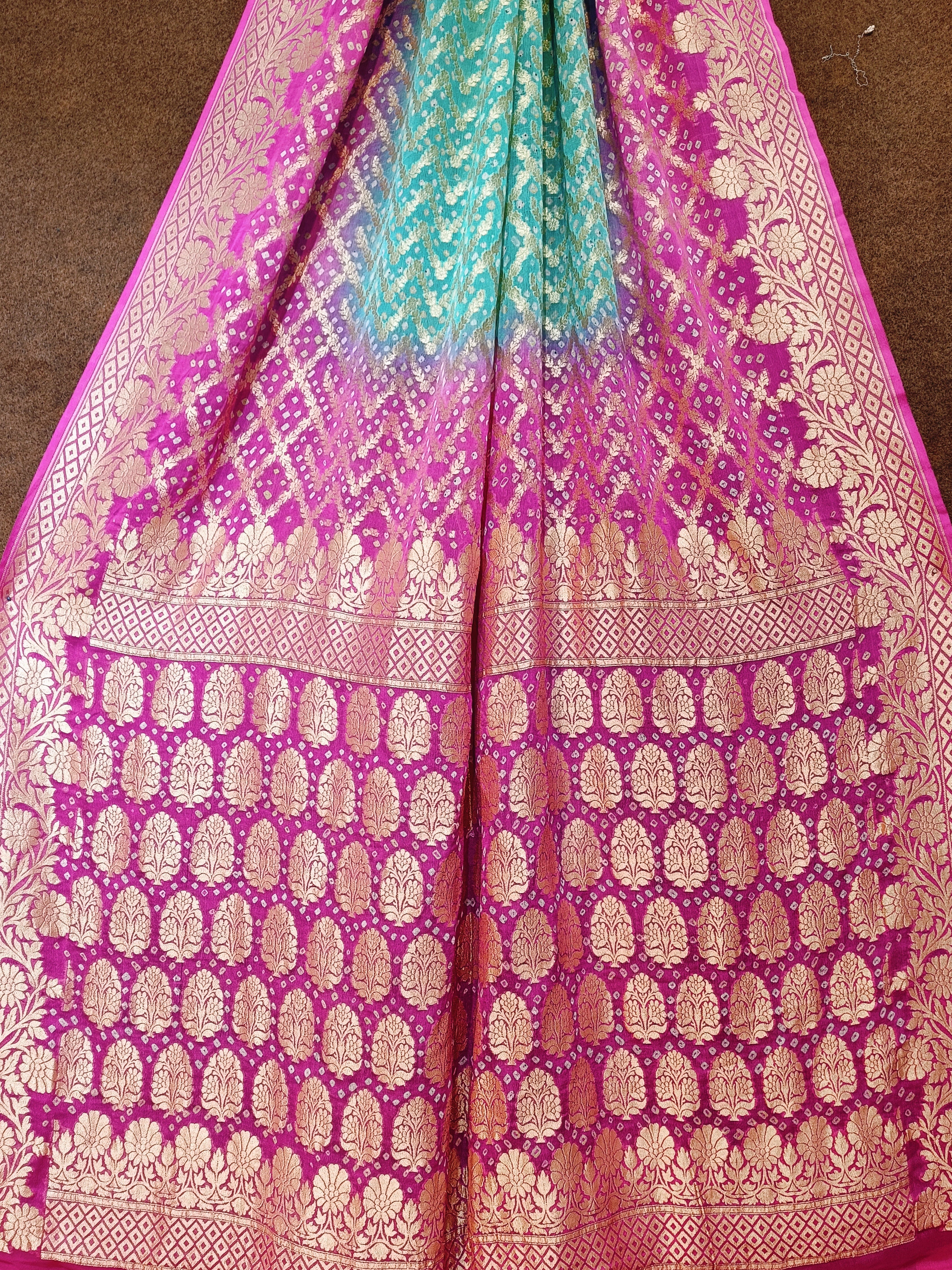 Pure Khddi Georgette Bandhej Banarasi Saree