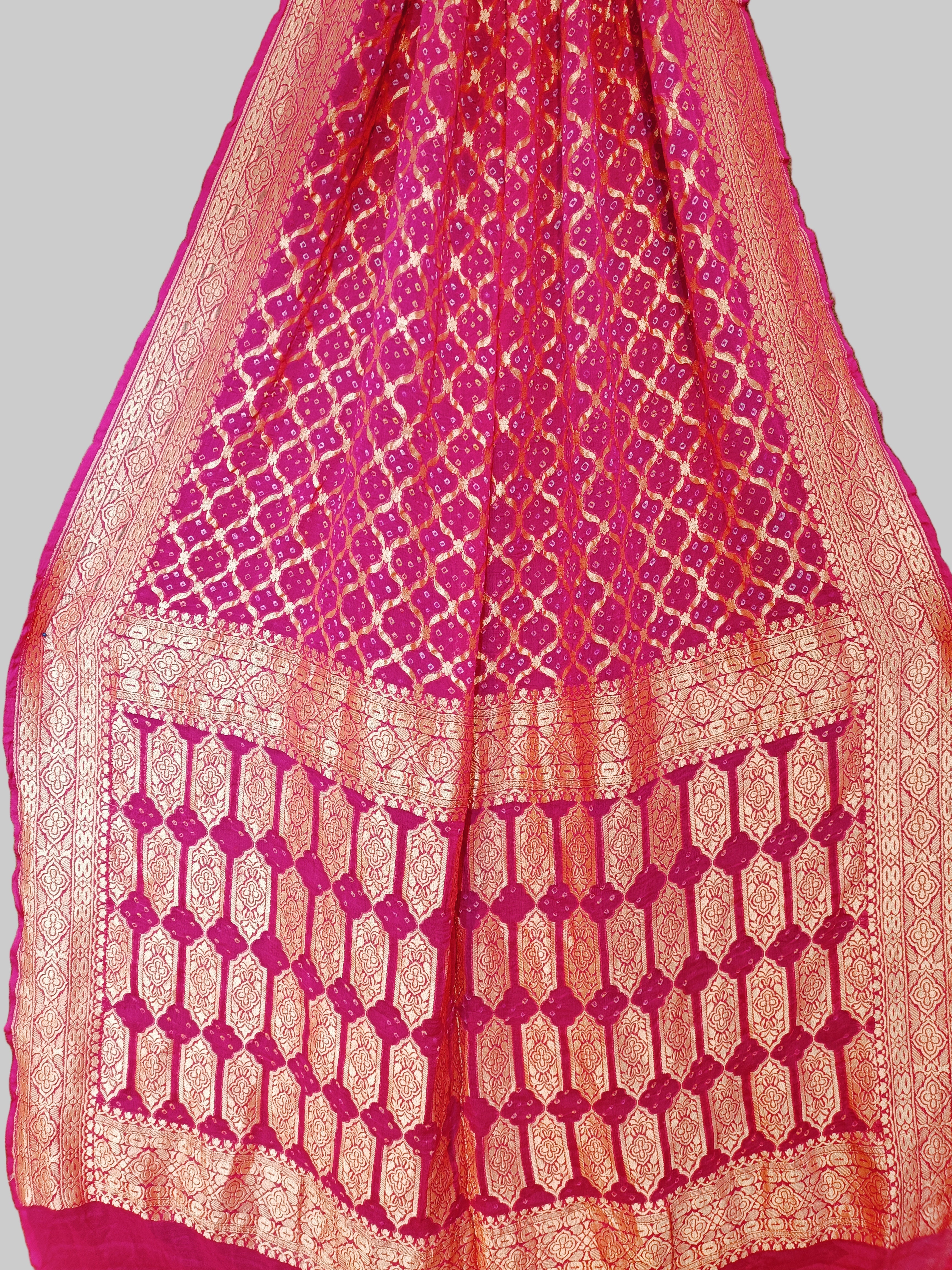 Pure Khddi Georgette Bandhej Banarasi Saree