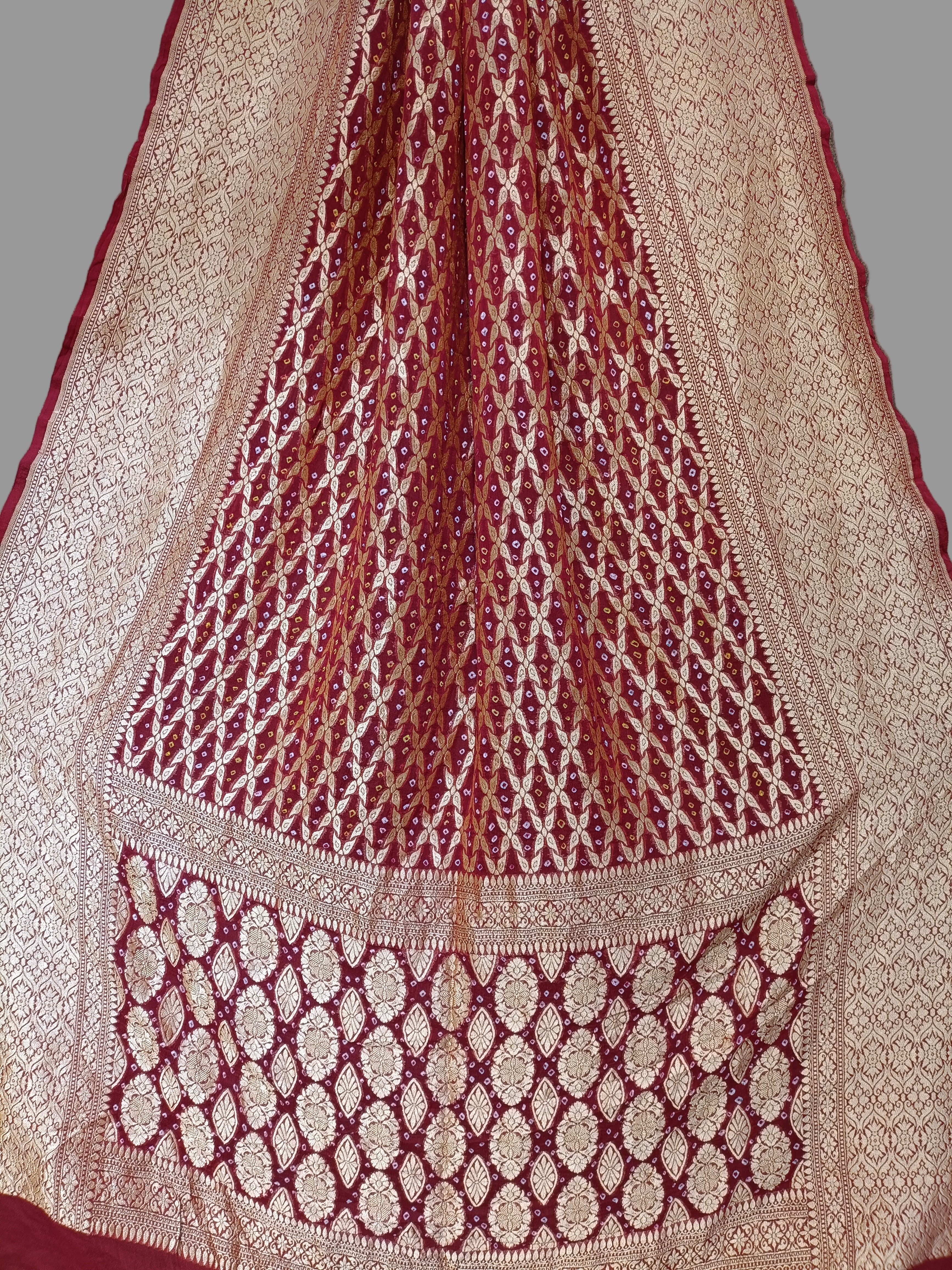 Pure Khddi Georgette  Bandhej Banarasi Saree