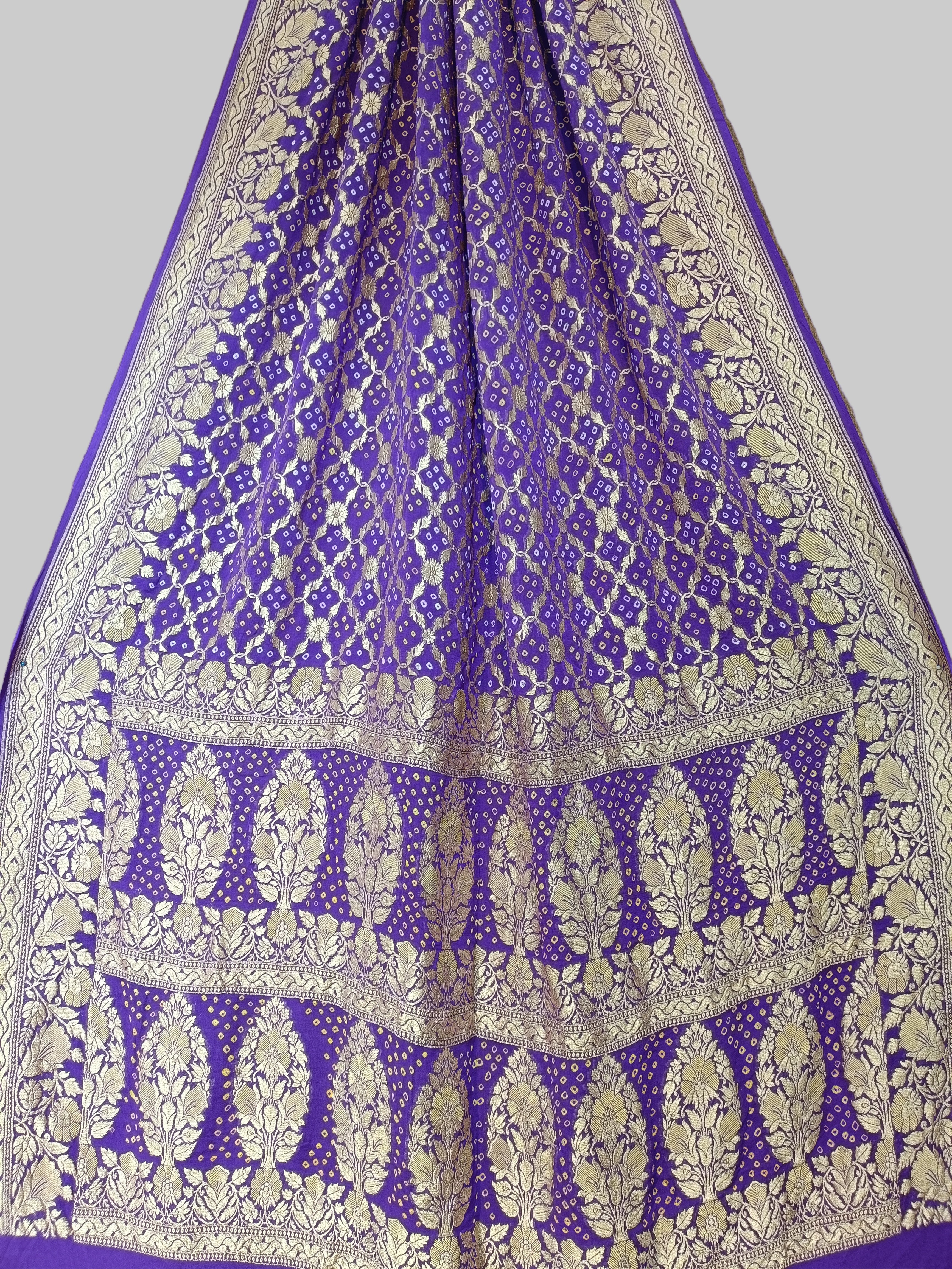 Pure Khddi Georgette Bandhej Banarasi Saree