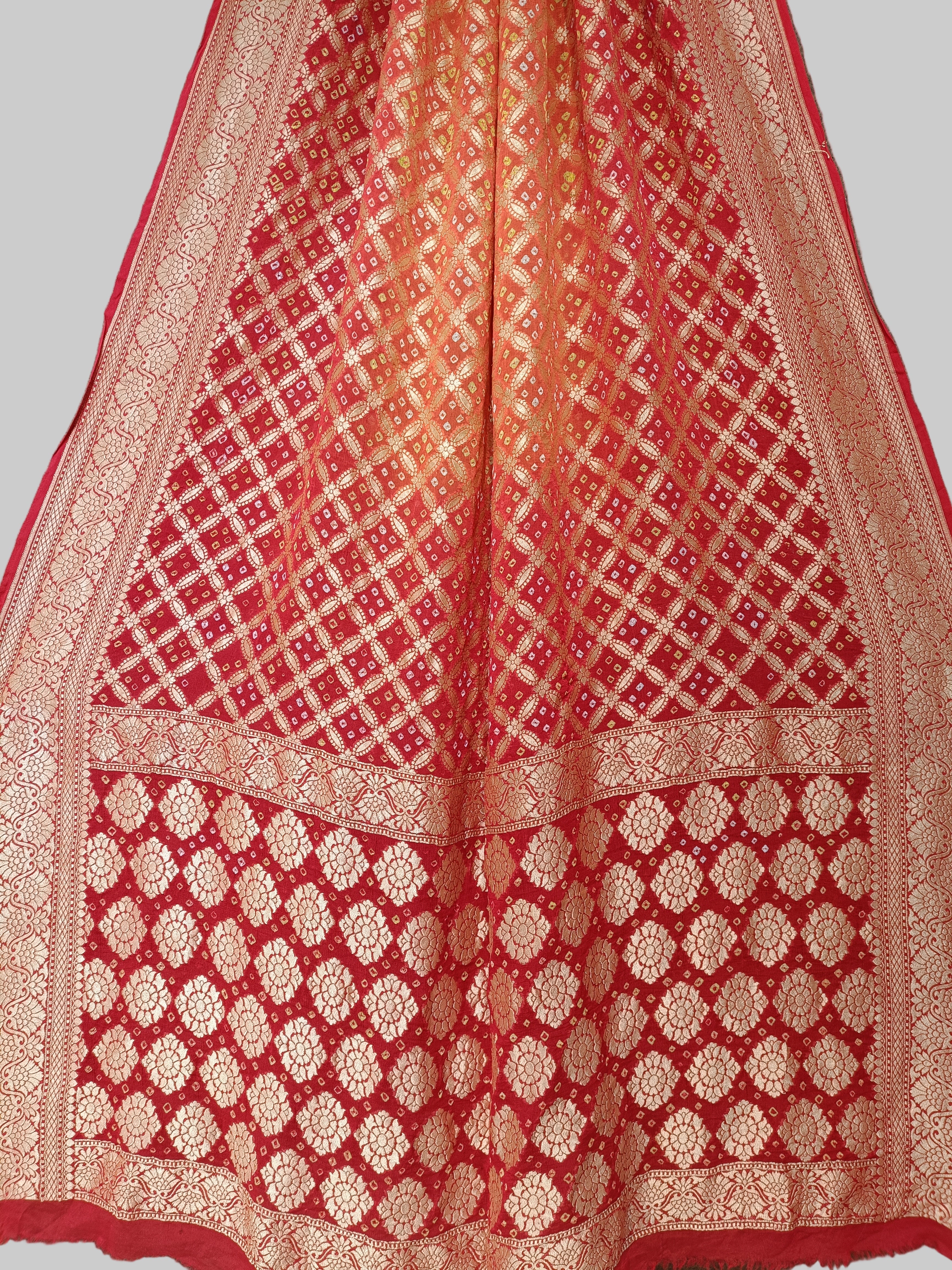 Pure khddi Georgette Bandhej Banarasi Saree