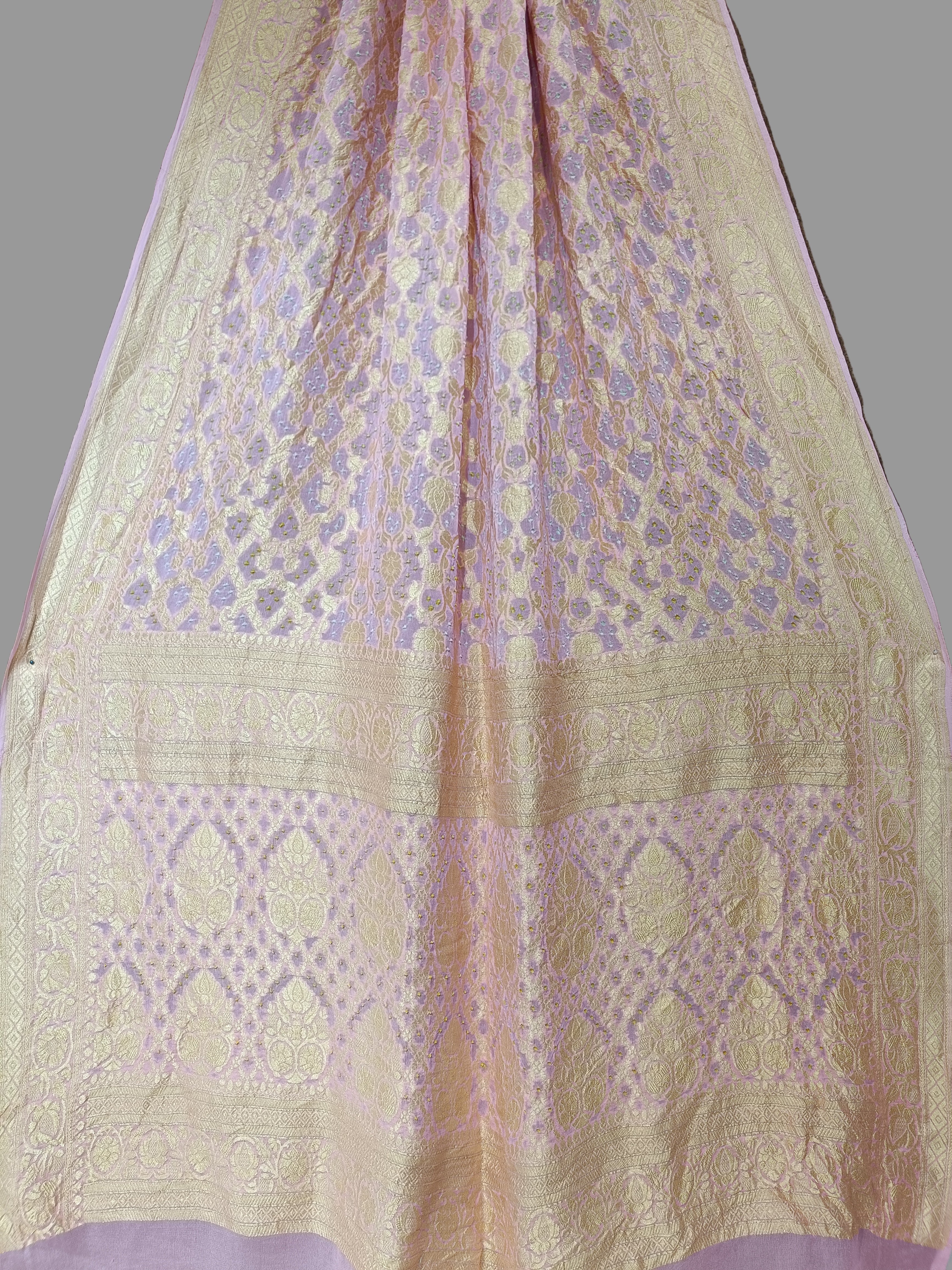 Pure Khddi Georgette Bandhej Banarasi Saree