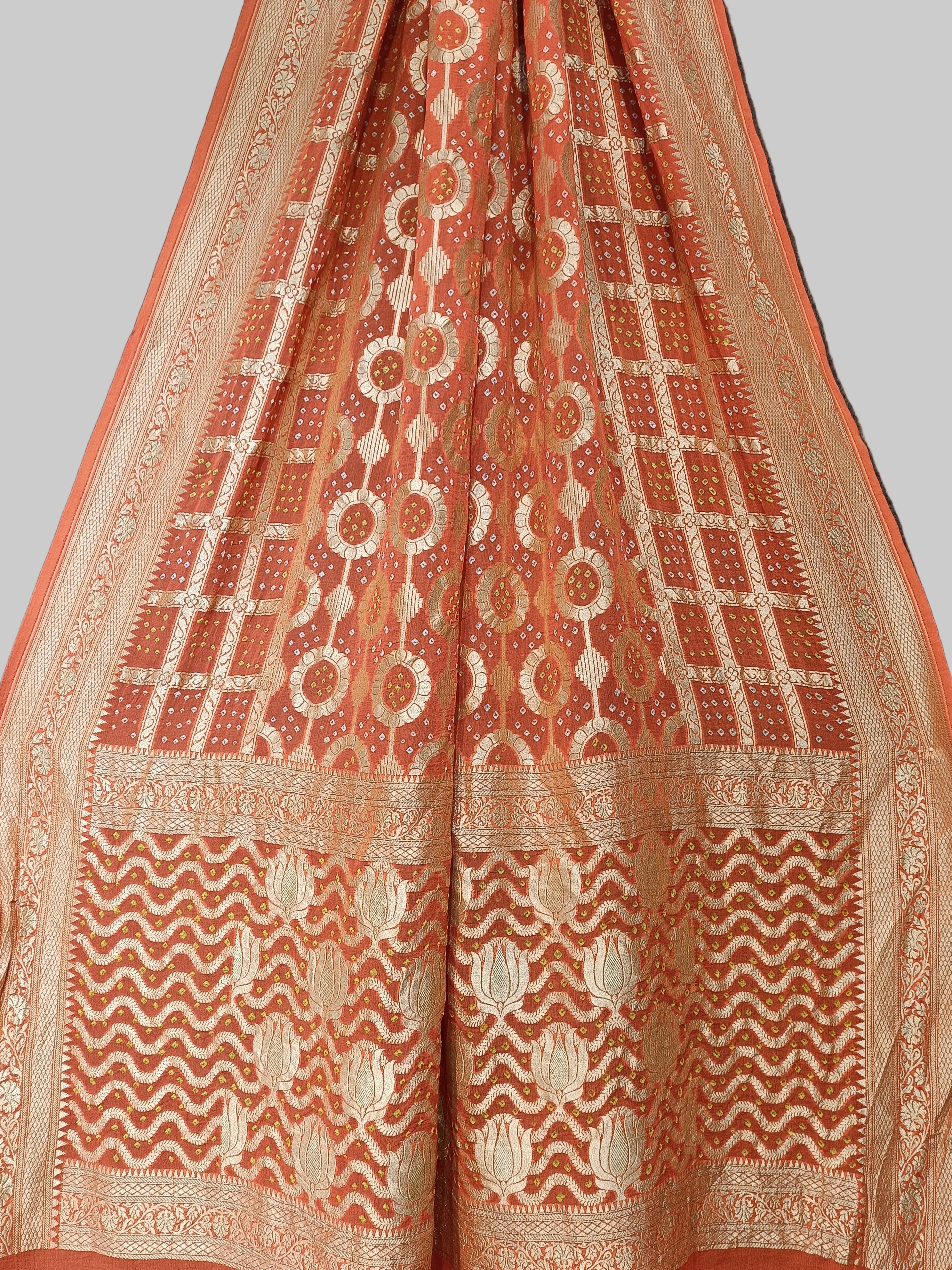 Pure Khddi Georgette Bandhej Banarasi Saree