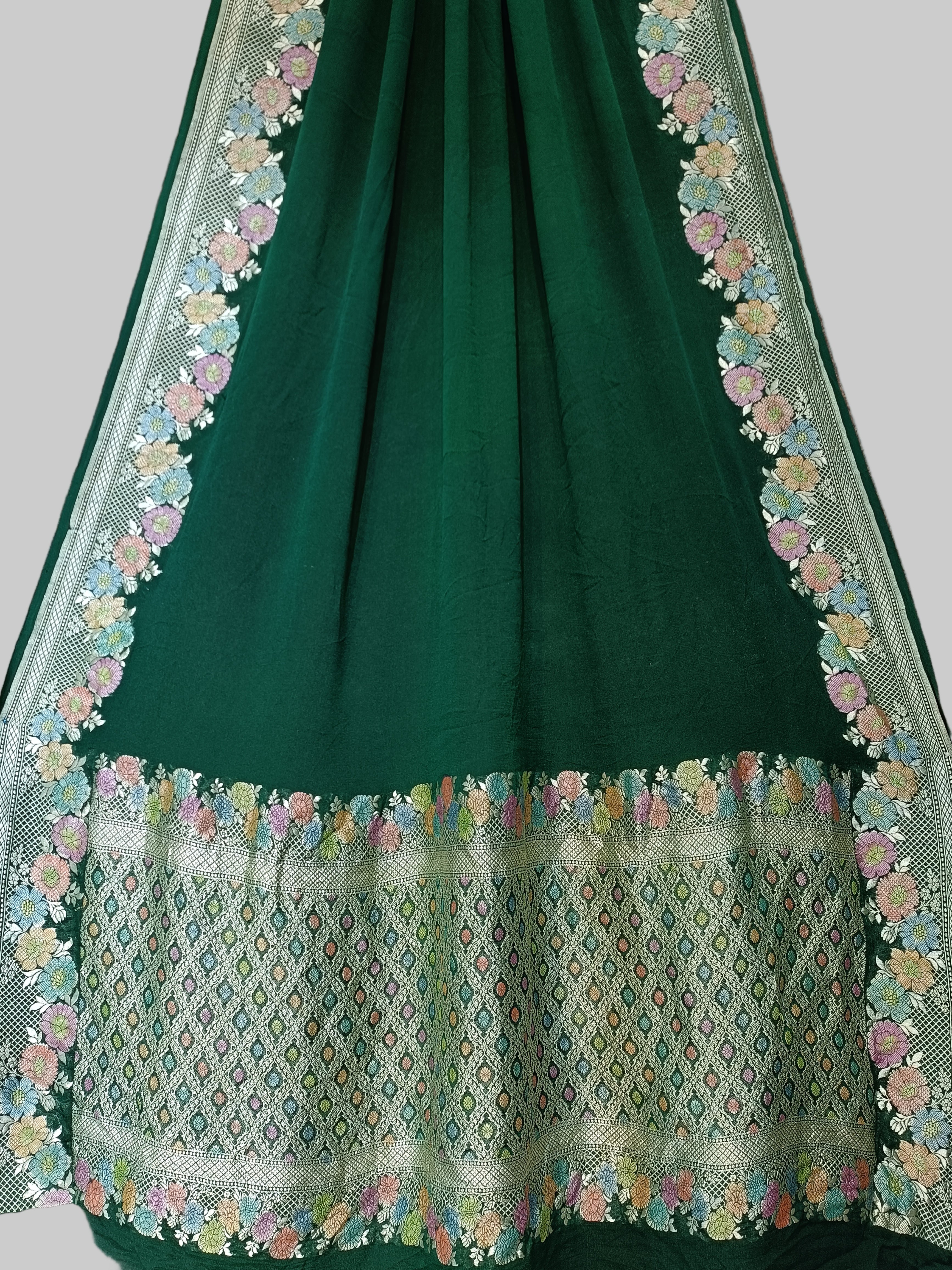 Pure  Khaddi Georjette Banarasi Saree Water Zari