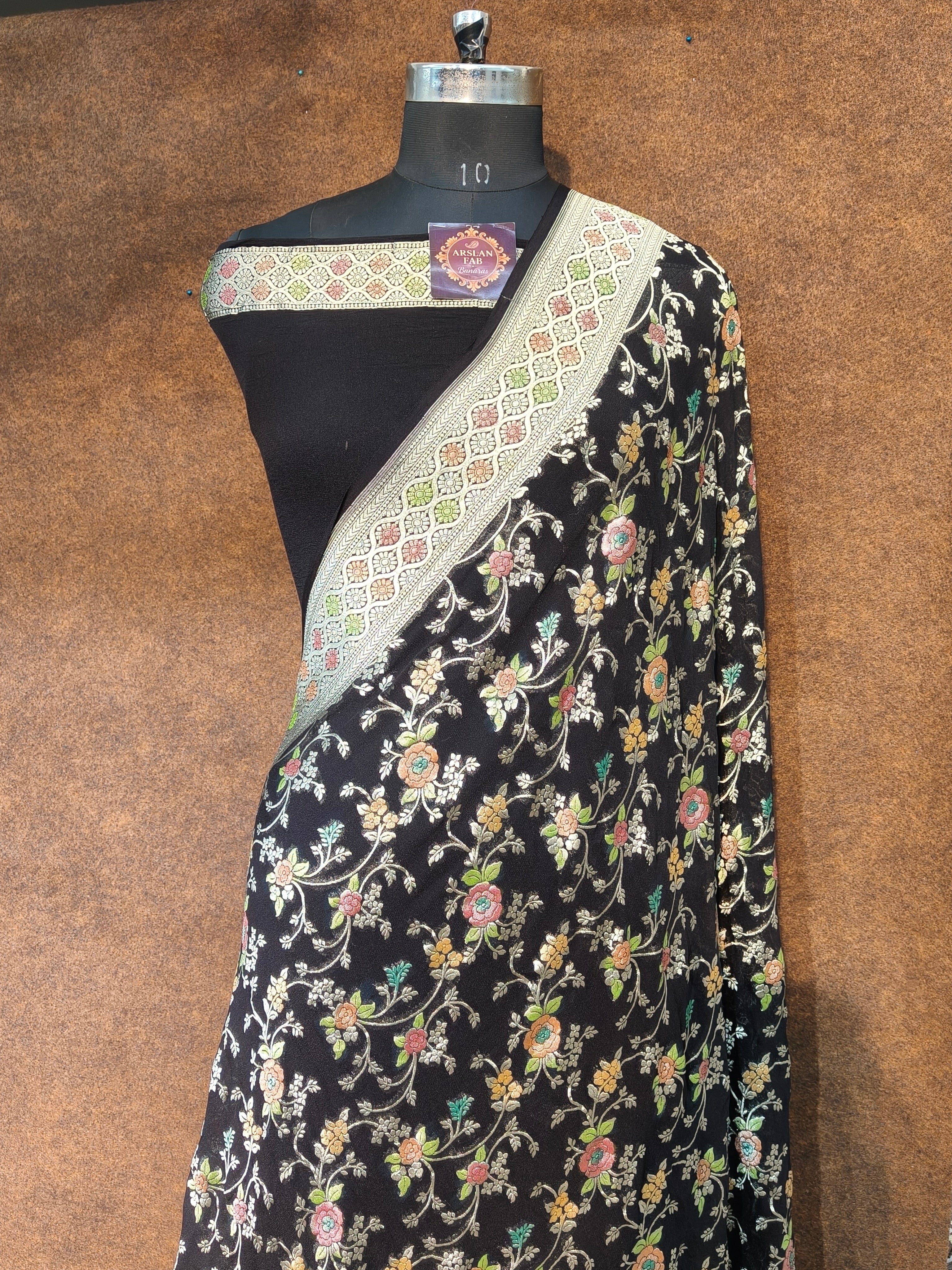 Banarasi Pure Khddi Georjette Meenakari Saree