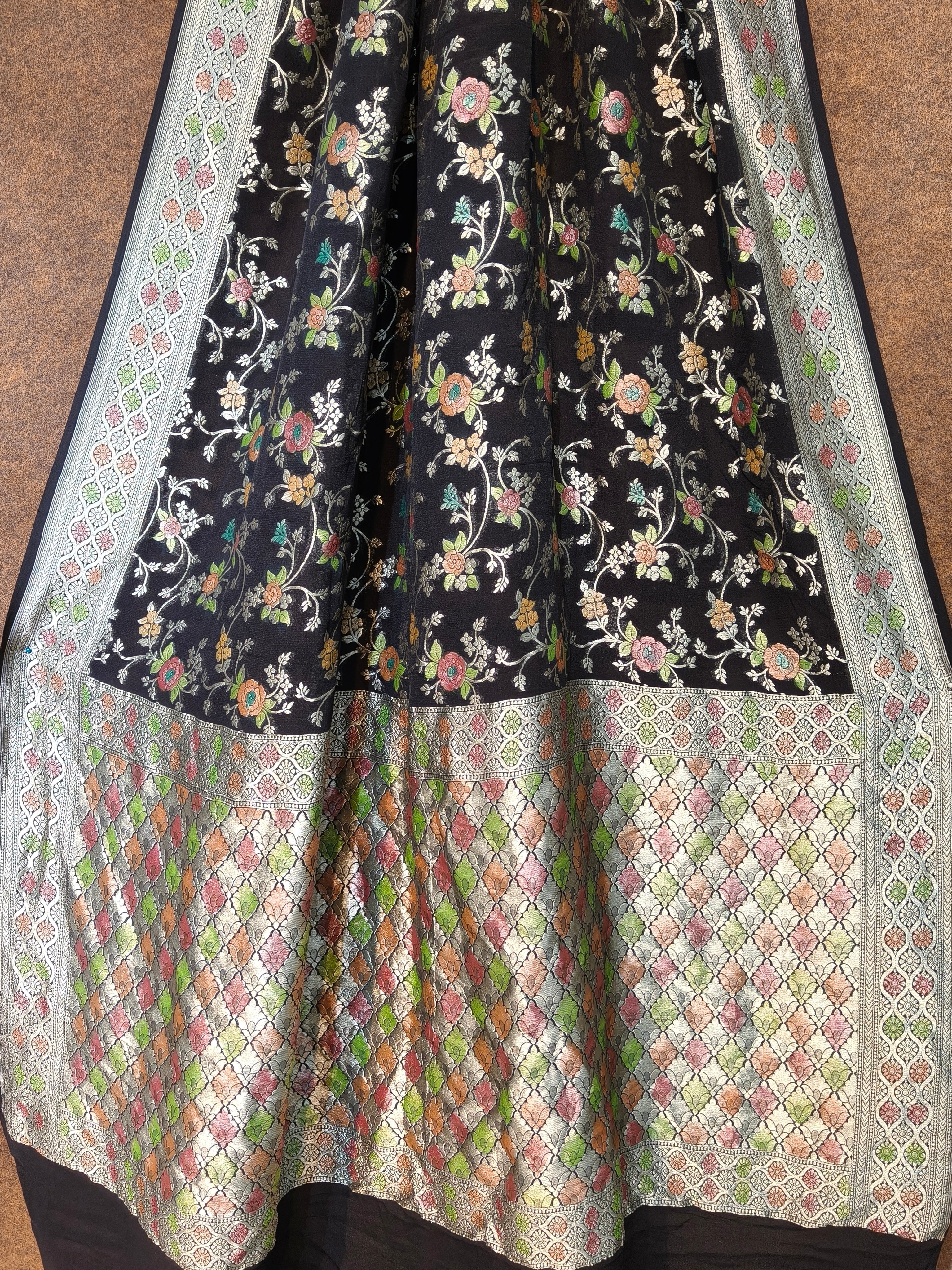 Banarasi Pure Khddi Georjette Meenakari Saree