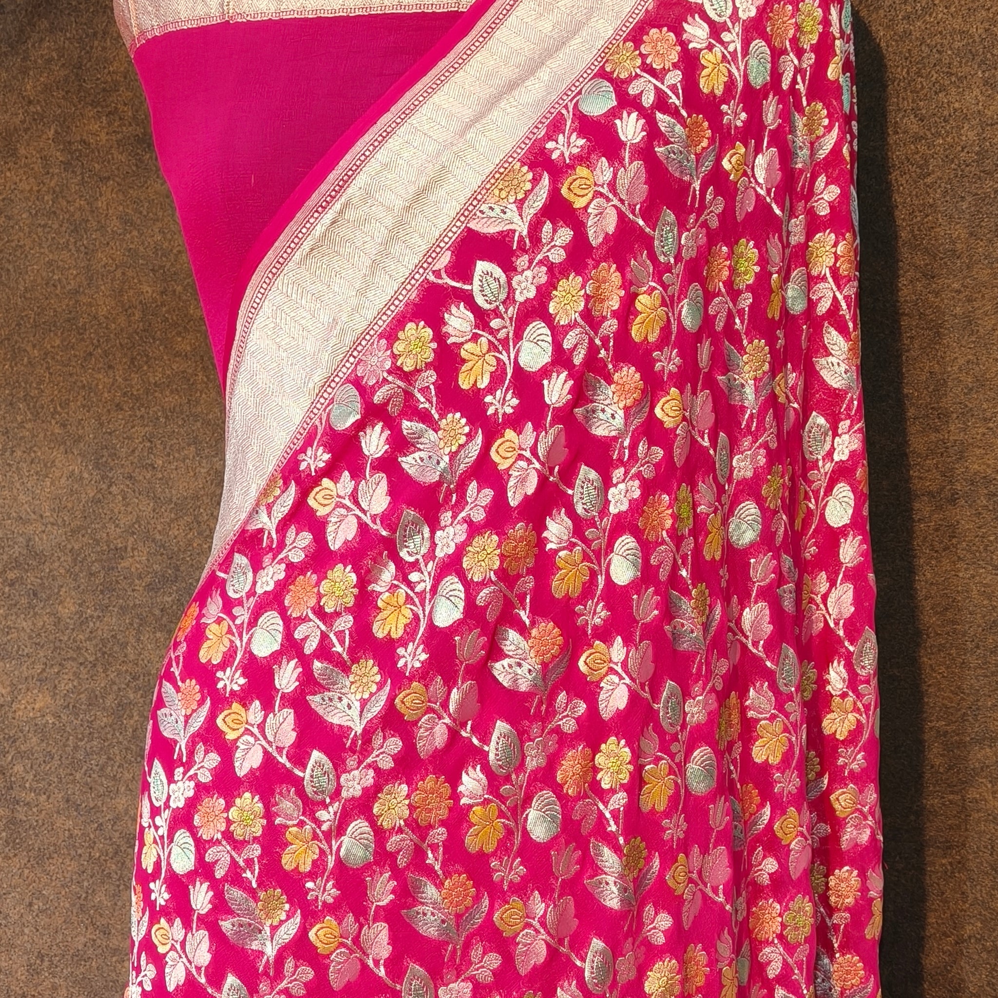 Banarasi Pure Khddi Georjette Meenakari Saree