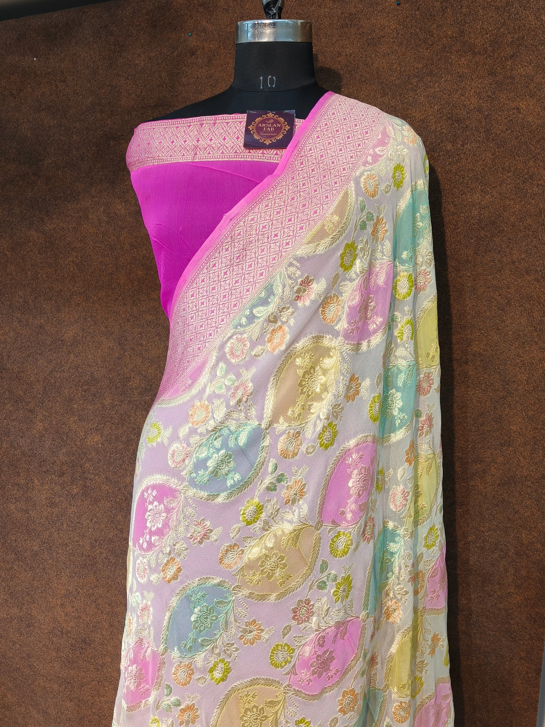 Banarasi Pure Khddi Georjette Rangkart Saree