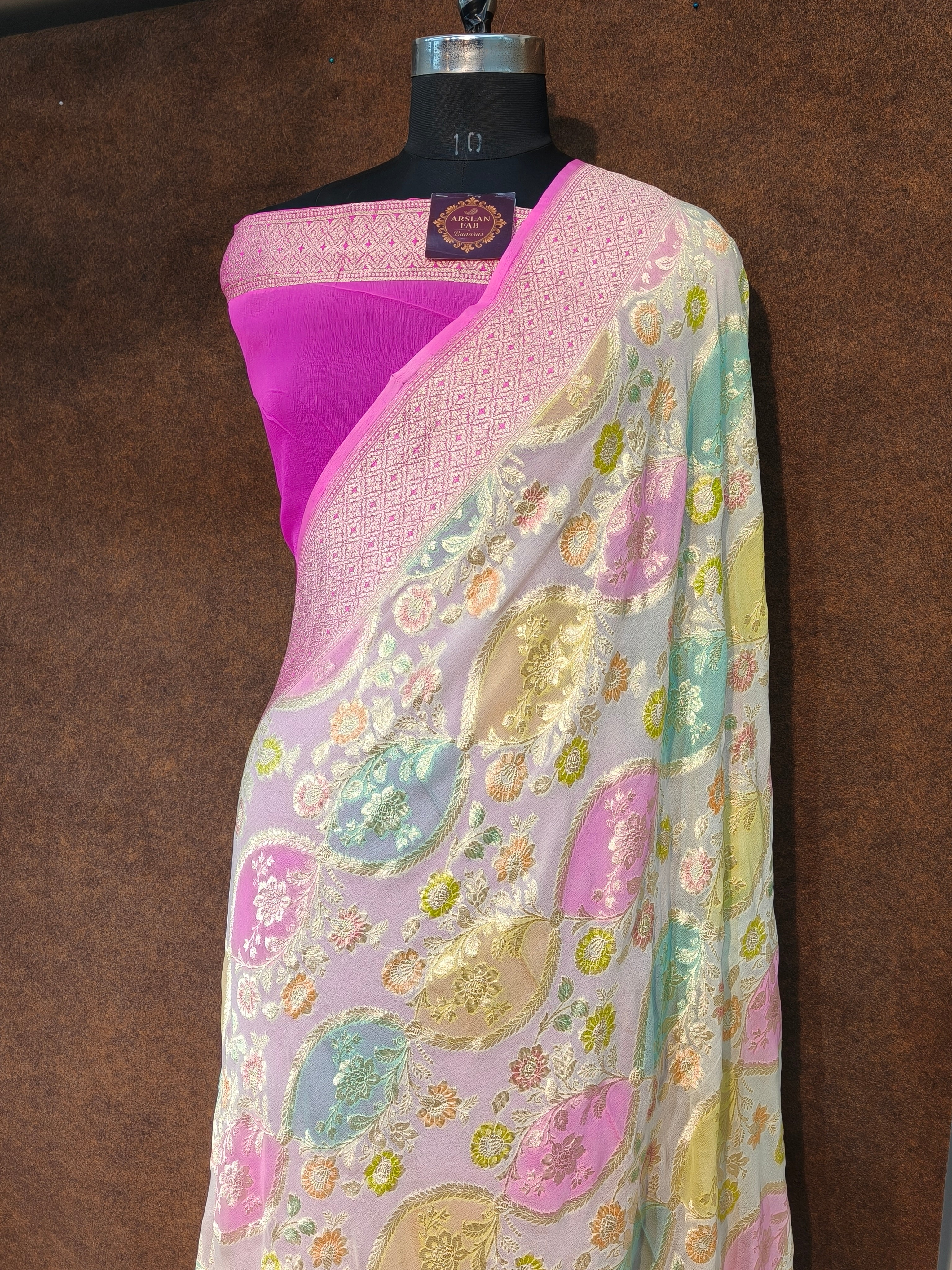 Banarasi Pure Khddi Georjette Rangkart Saree